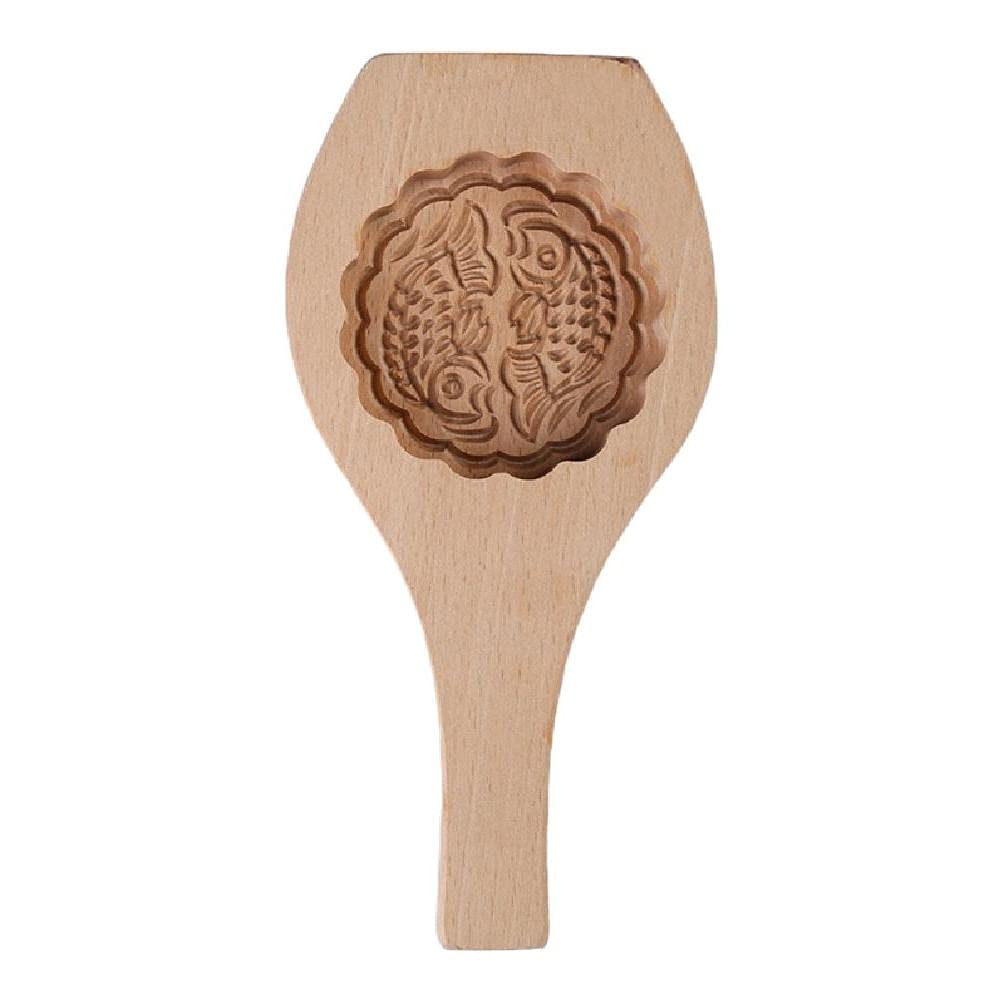 3D Carved Round Wooden Cake Molds - Eco-Friendly Baking Tools with Exquisite Patterns for Cookies, Pastries & DIY Desserts | Perfect for Home Baking, Holiday Gifts & Family Cooking Activities