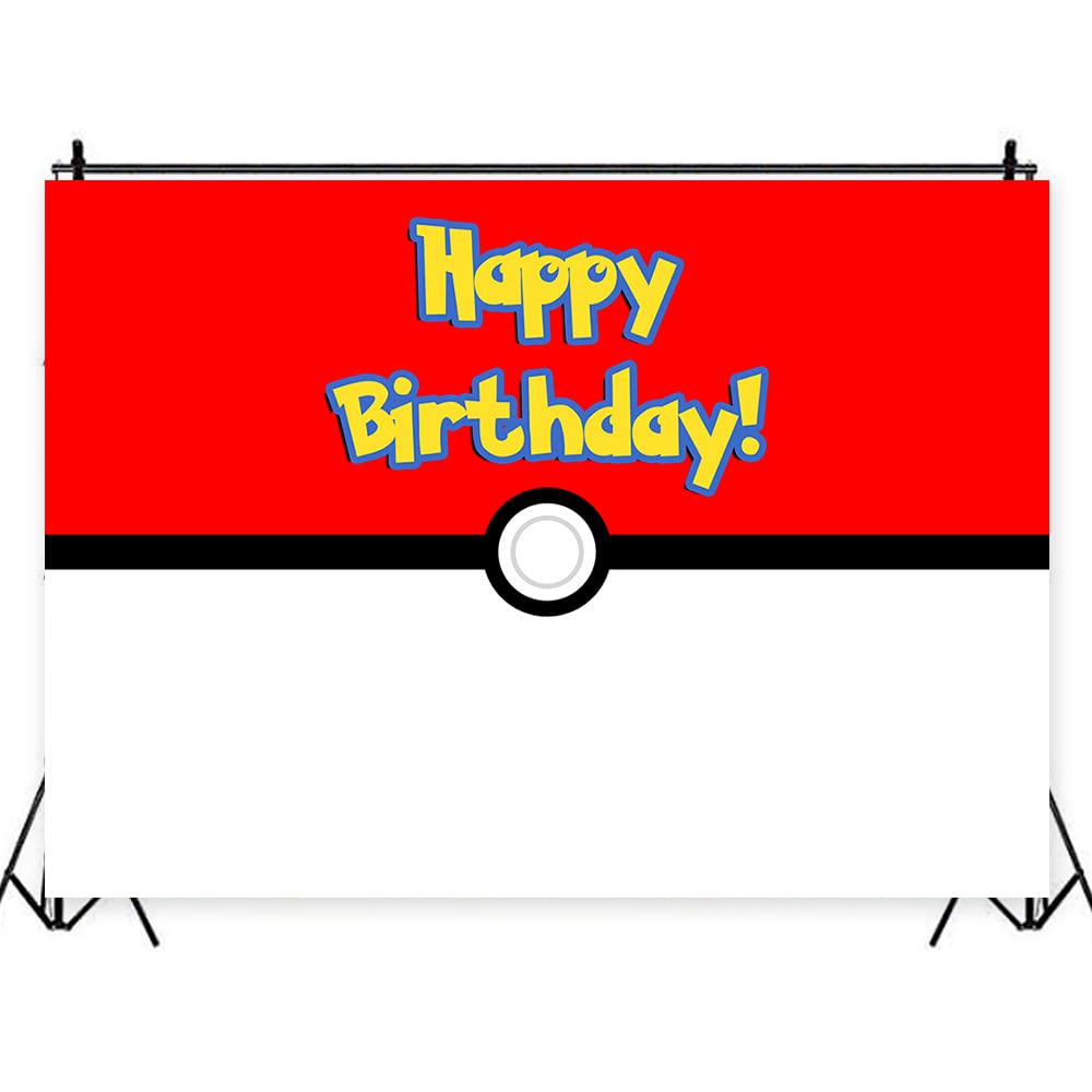 Red White Ball Photo Backdrop - 5x3ft Vinyl Photography Background for Kids Birthday Party, Baby Shower, Game Boy Theme, Pet Photo Booth & Cake Table Decor - Perfect for Studio Props & Magic Party Supplies