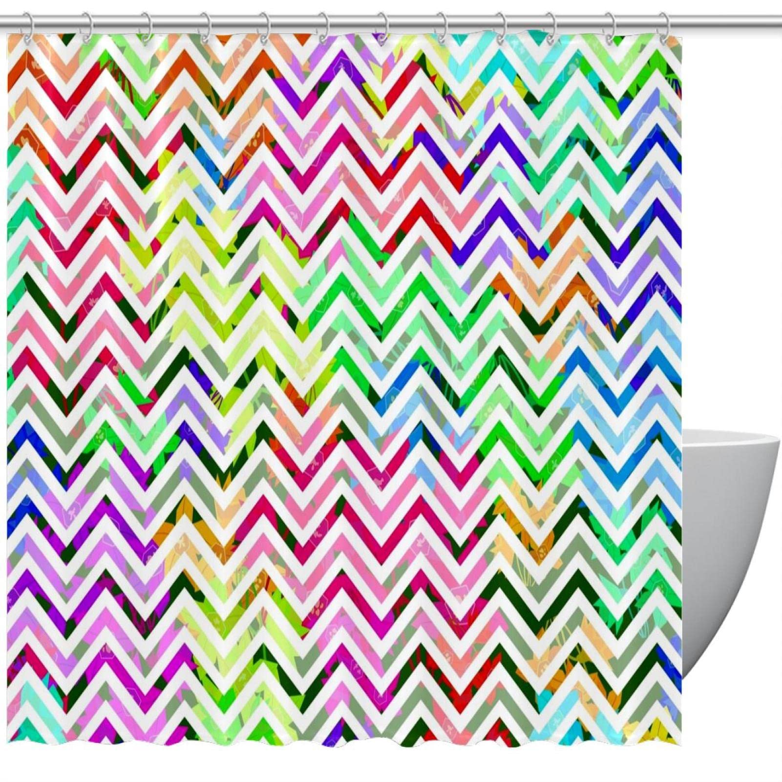 Odorless Chevron Textured Grunge Shower Curtain - Waterproof Bathroom Decor for Showers & Bathtubs (66x72 Inches) - Perfect for Modern, Vintage or Industrial Style Bathrooms