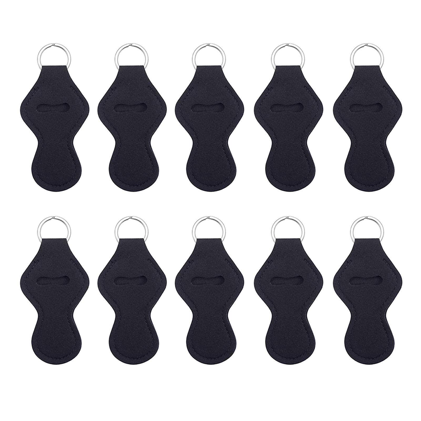 10 Pack Black Sublimation Chapstick Keychains - Durable Lipstick Holders for Gifts, Events, and Everyday Use