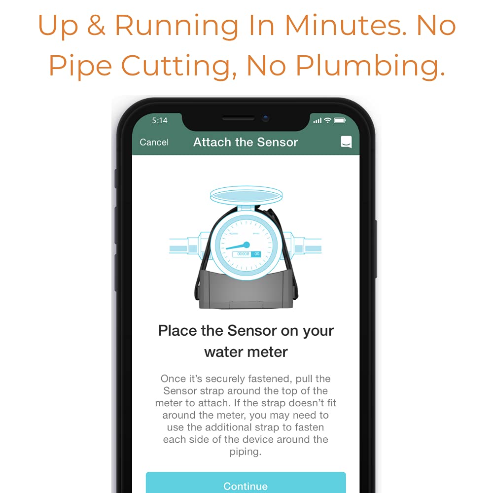 2 Pack Smart Home Water Monitor & Leak Detector - Real-Time Water Usage Tracking, Wireless Installation, No Plumbing Required for Kitchen, Bathroom & Basement