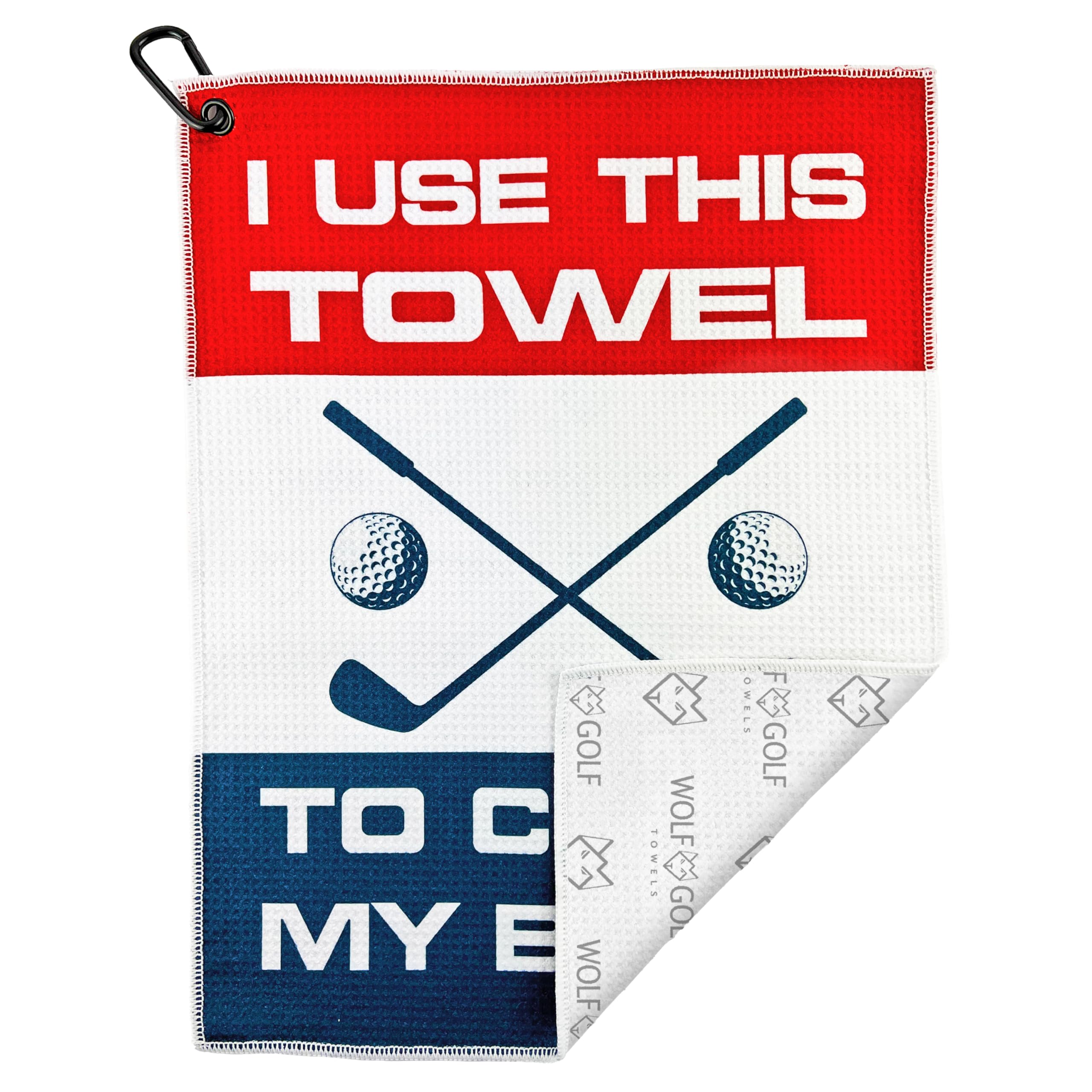 Wolf Golf Towels - Premium Microfiber Golf Towel for Cleaning Clubs & Balls - Funny Printed Golf Gifts for Men - Perfect for Course, Range & Travel
