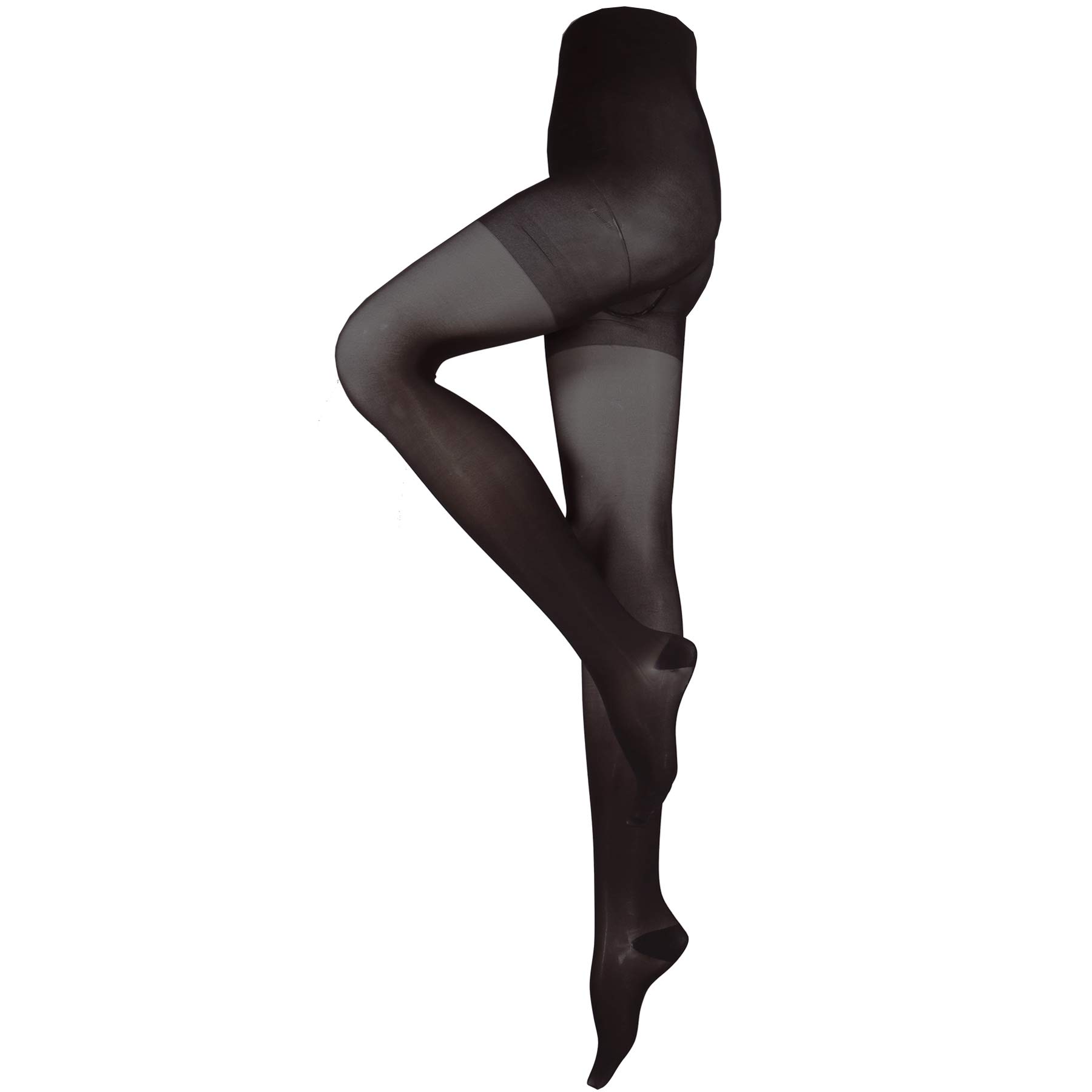 Truform Sheer Compression Pantyhose 20-30 mmHg - Women's Shaping Tights 20 Denier Black Large - Perfect for Varicose Vein Relief, Travel & Everyday Comfort