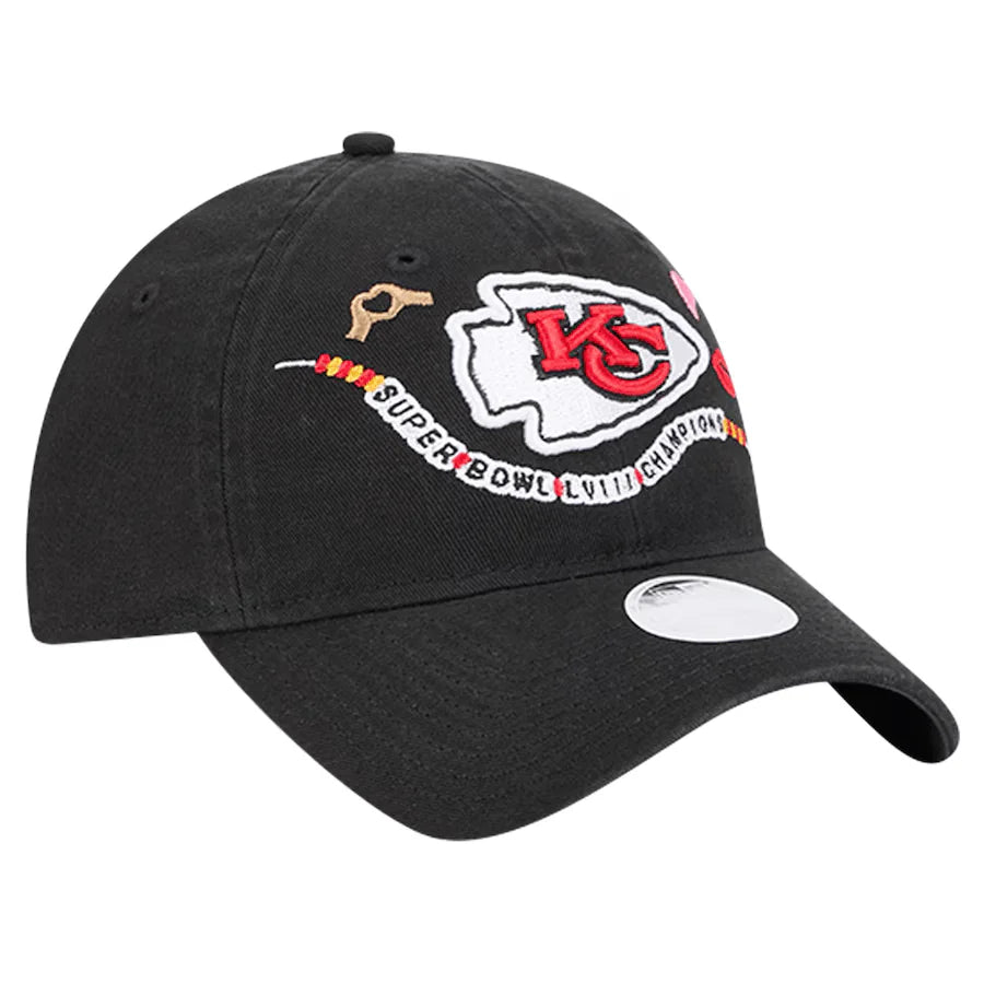 New Era Kansas City Chiefs Women's 9Twenty Adjustable Black Snapback Hat - Perfect for NFL Games, Tailgating & Casual Wear