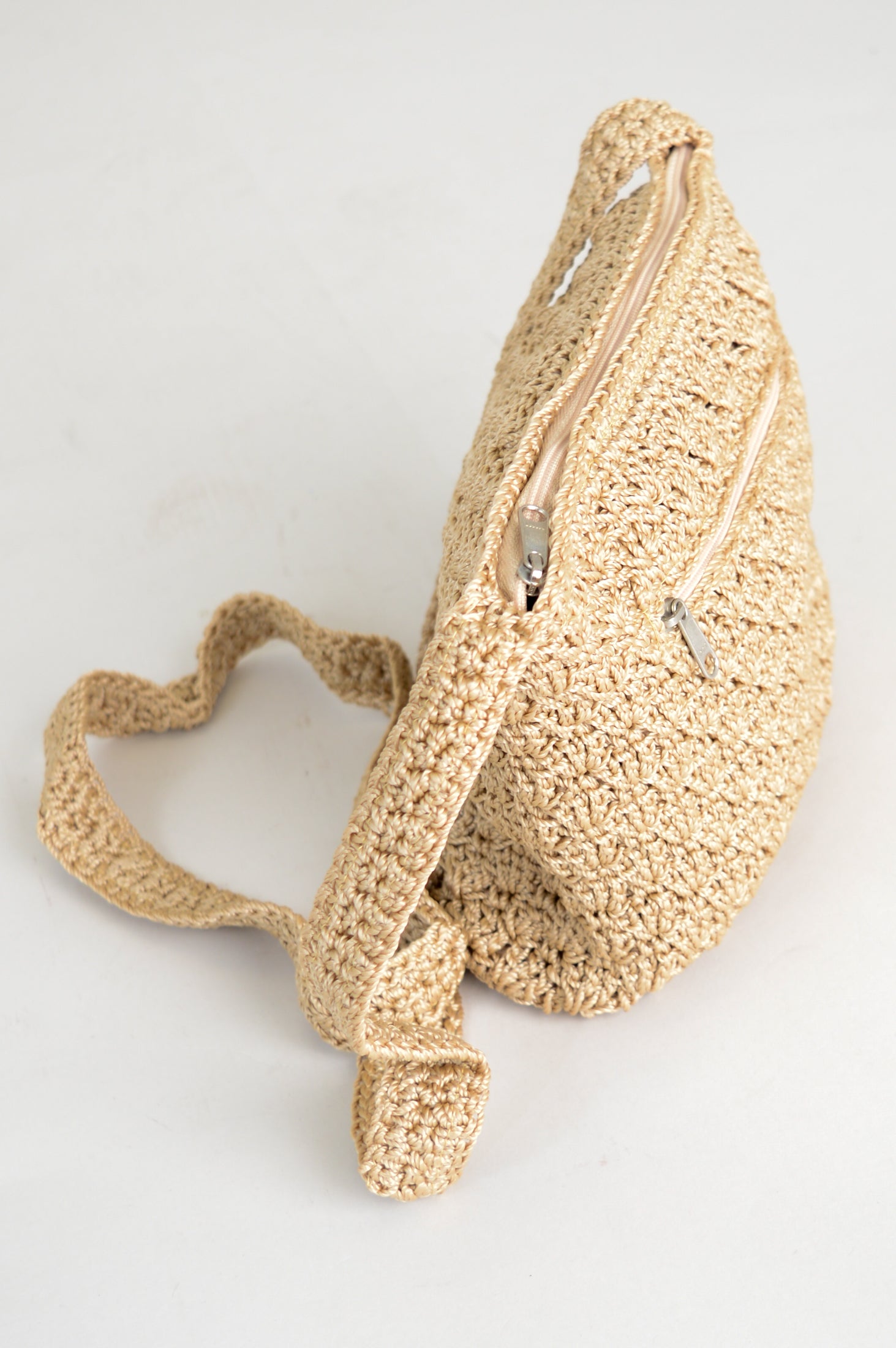 Handmade Crochet Shoulder Bag in Tan - Stylish Boho Purse for Women, Perfect for Beach, Shopping & Everyday Use