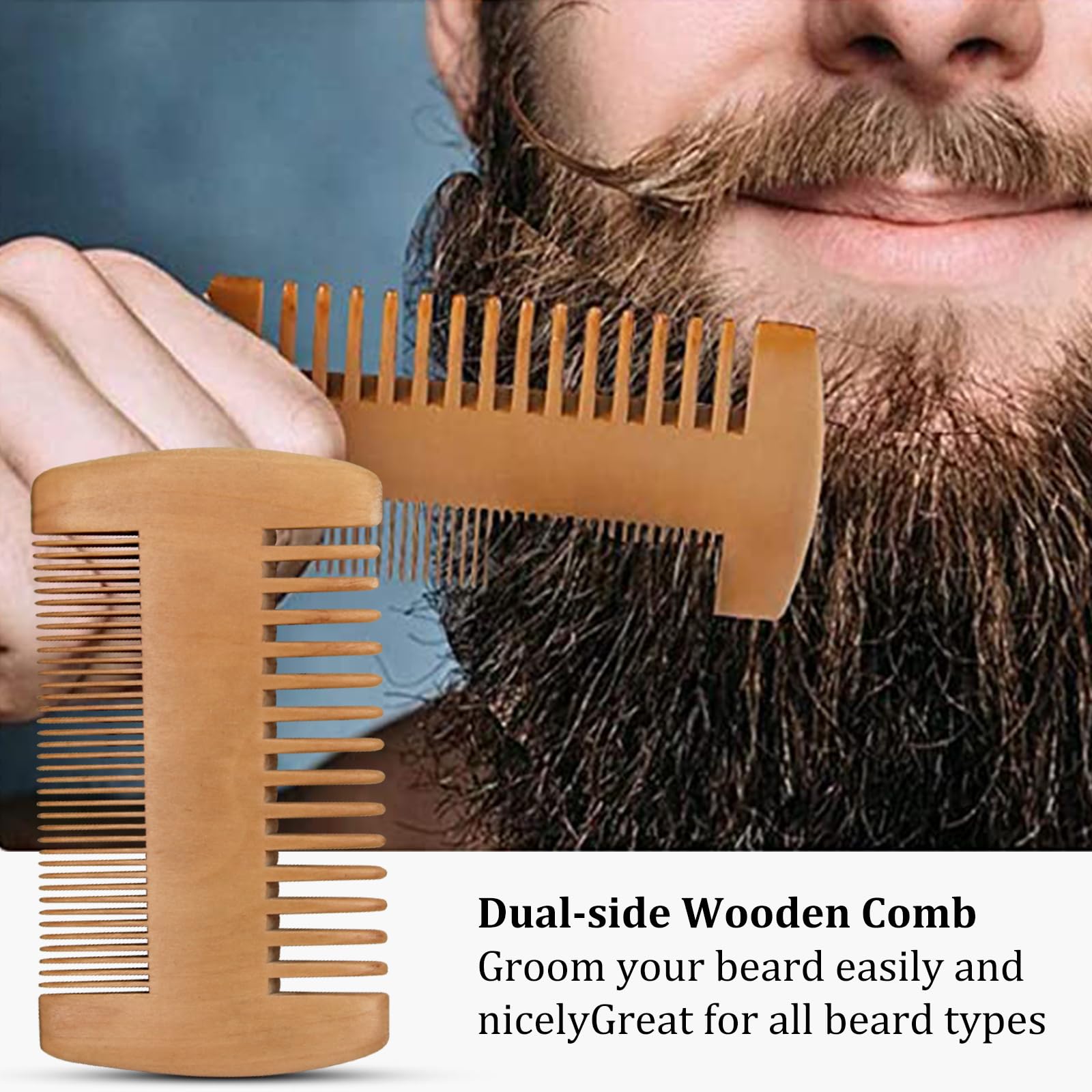 RAFFIN Beard Growth Kit for Men - Natural Beard Oil, Balm, Comb & Massager - Stimulate Growth for Fuller, Thicker & Healthier Beards - Perfect Gift for Boyfriend, Husband or Dad - Great for Patchy Beards & Daily Grooming Routine