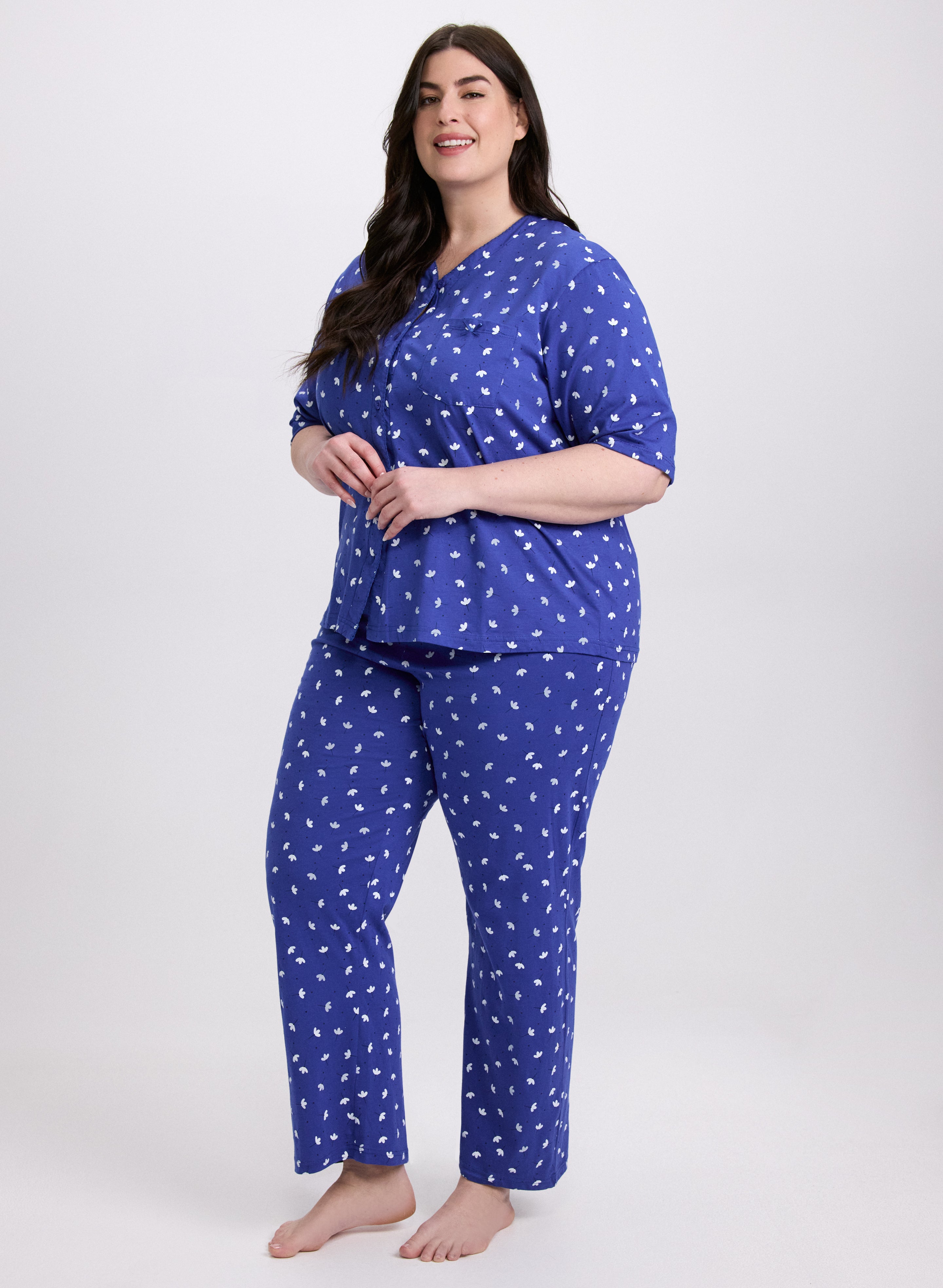 Floral Print Pajama Set for Women - Soft & Comfortable Sleepwear - Perfect for Nighttime Relaxation & Lounging