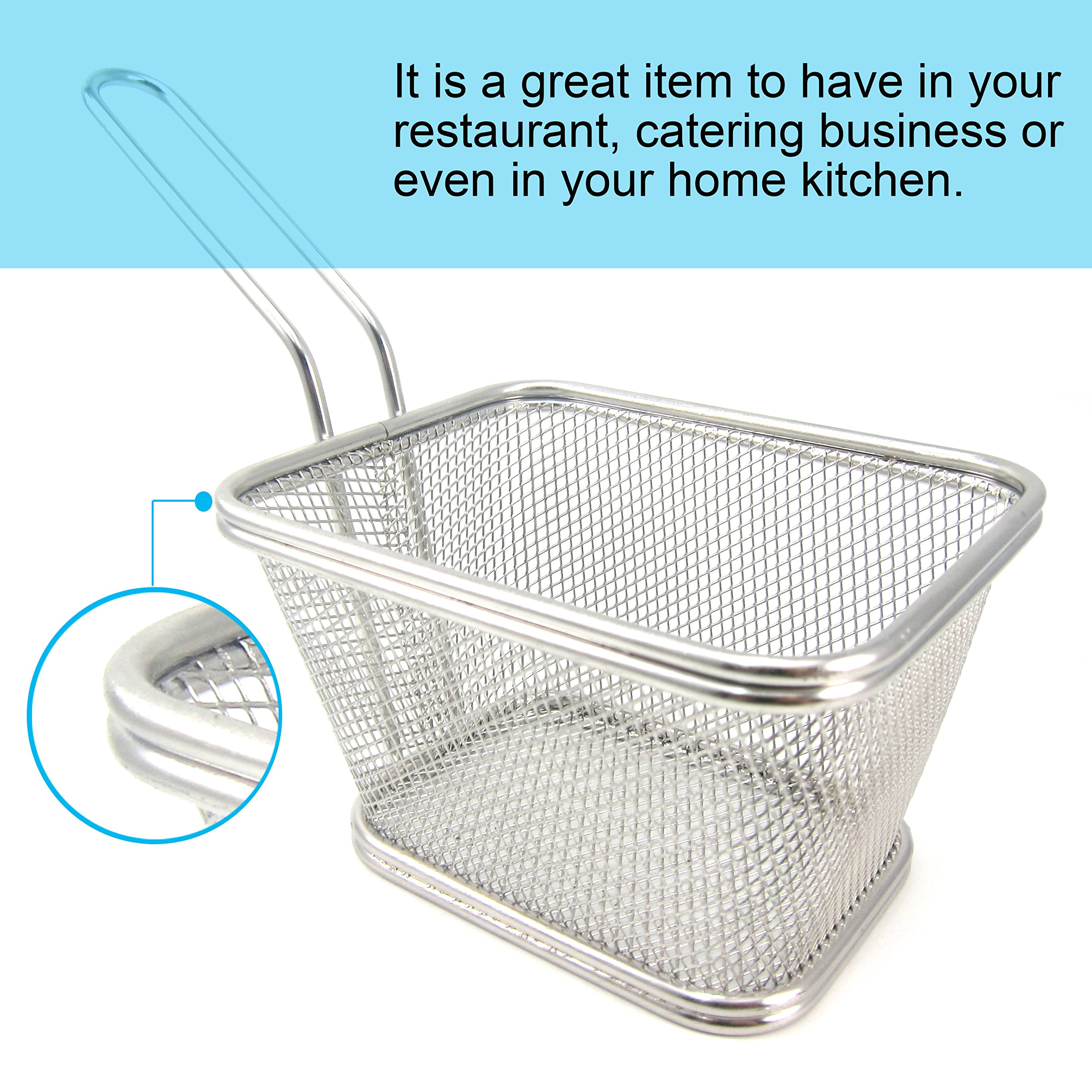 Premium Stainless Steel Fry Basket for Chips & French Fries - 5 Inch Large Cooking Strainer & Serving Tool - Ideal for Home Kitchens, Restaurants & Outdoor BBQ