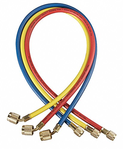 Yellow Jacket Manifold Hose Set - 48 Inch HVAC Refrigeration Gauges with Red/Yellow/Blue Hoses - Perfect for AC Repair, Refrigerant Charging & HVAC System Maintenance