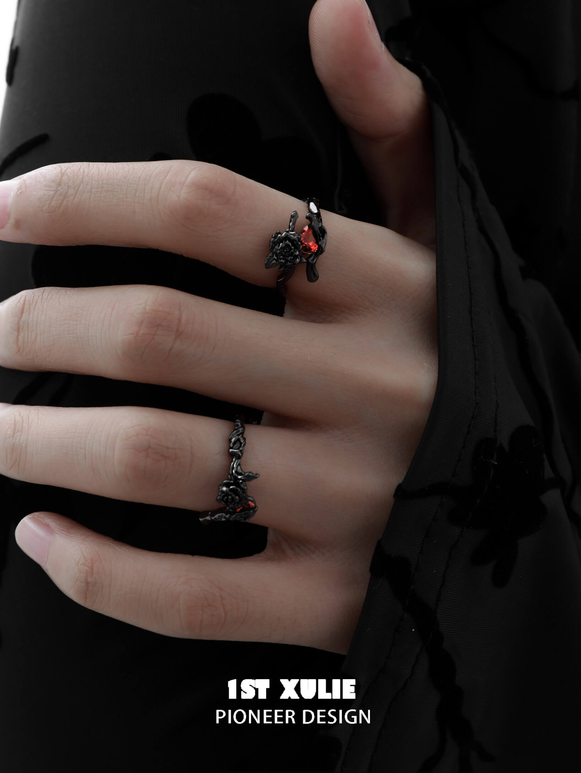 Taboo Rose S925 Sterling Silver Dark Rose Rings for Women - Elegant Gothic Jewelry for Parties, Weddings & Everyday Wear