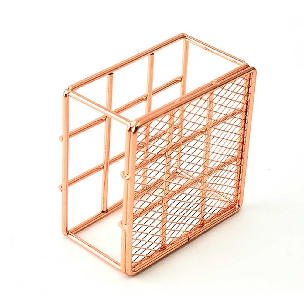 Teensery 9-Slot Metal Wire Lipstick Organizer - Rose Gold Lip Gloss & Makeup Brush Display Stand for Cosmetics | Perfect for Vanity, Dresser & Bathroom Organization (1 Piece)