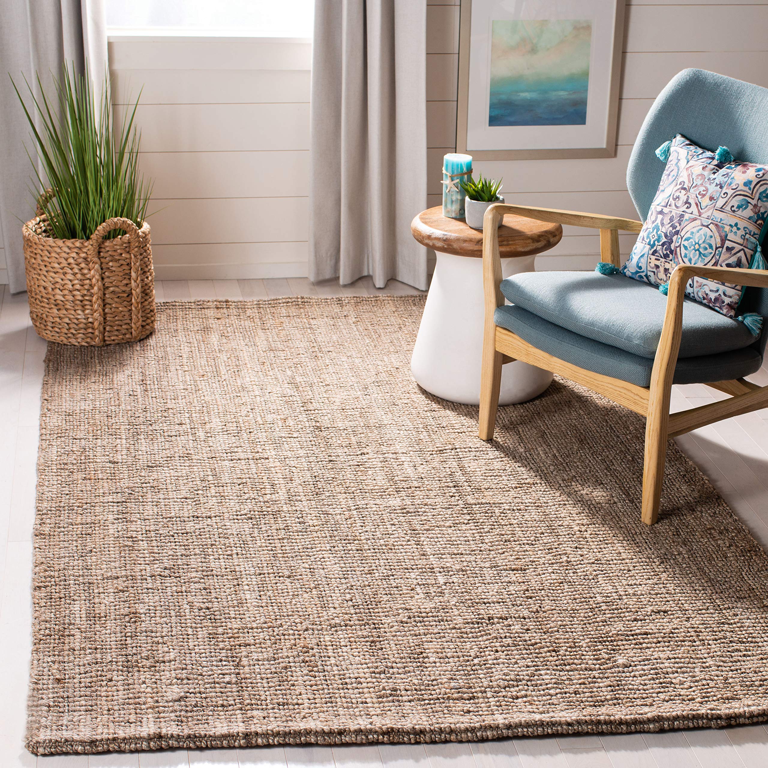 SAFAVIEH Handmade Jute Area Rug 5' x 8' - Natural Fiber Farmhouse Boho Rug for Living Room & Bedroom, Grey NF808F | Durable & Stylish for High Traffic Areas, Perfect for Rustic & Country Home Decor