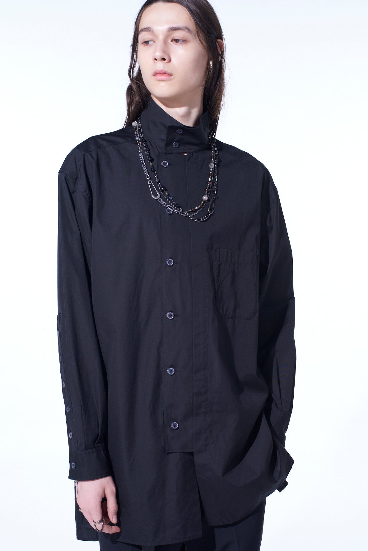Premium Cotton Broadcloth Button-Down Shirt with Multi-Buttoned Sleeves & Stand Collar - Perfect for Business Casual, Office Wear & Smart Outfits