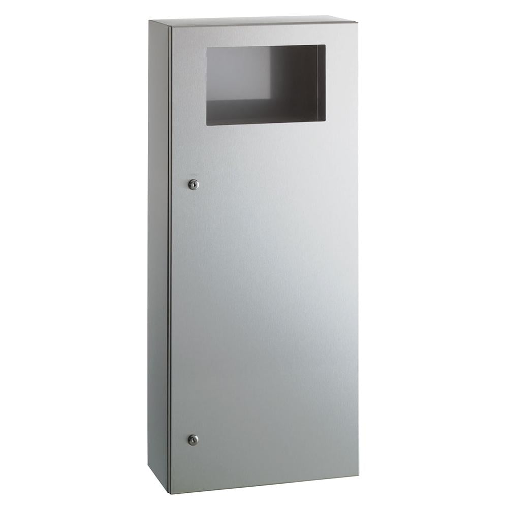 Bobrick B35649 TrimLine Series 12 Gallon Surface Mounted Waste Receptacle - Satin Finish | Ideal for Offices, Restrooms & Commercial Spaces
