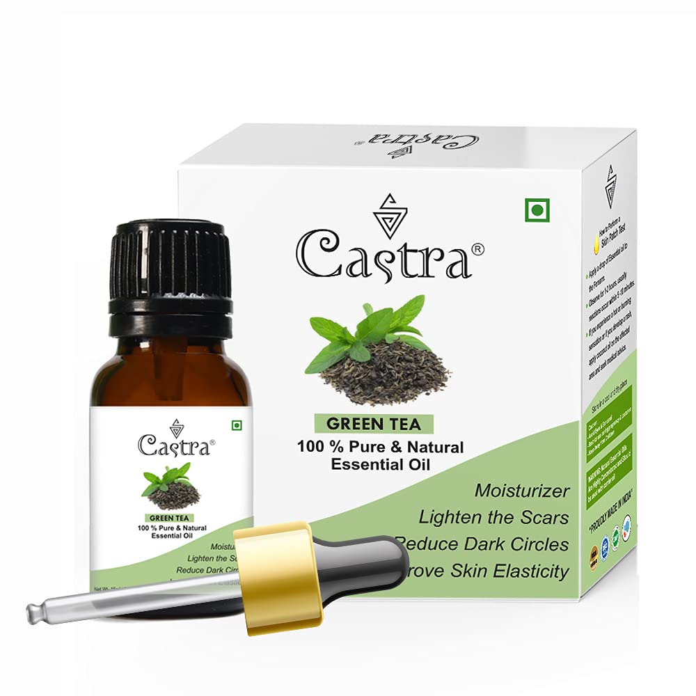 100% Pure & Natural Castra Green Tea Essential Oil for Clear Face & Skin Rejuvenation - 15ml - Perfect for Aromatherapy, DIY Skincare & Relaxation