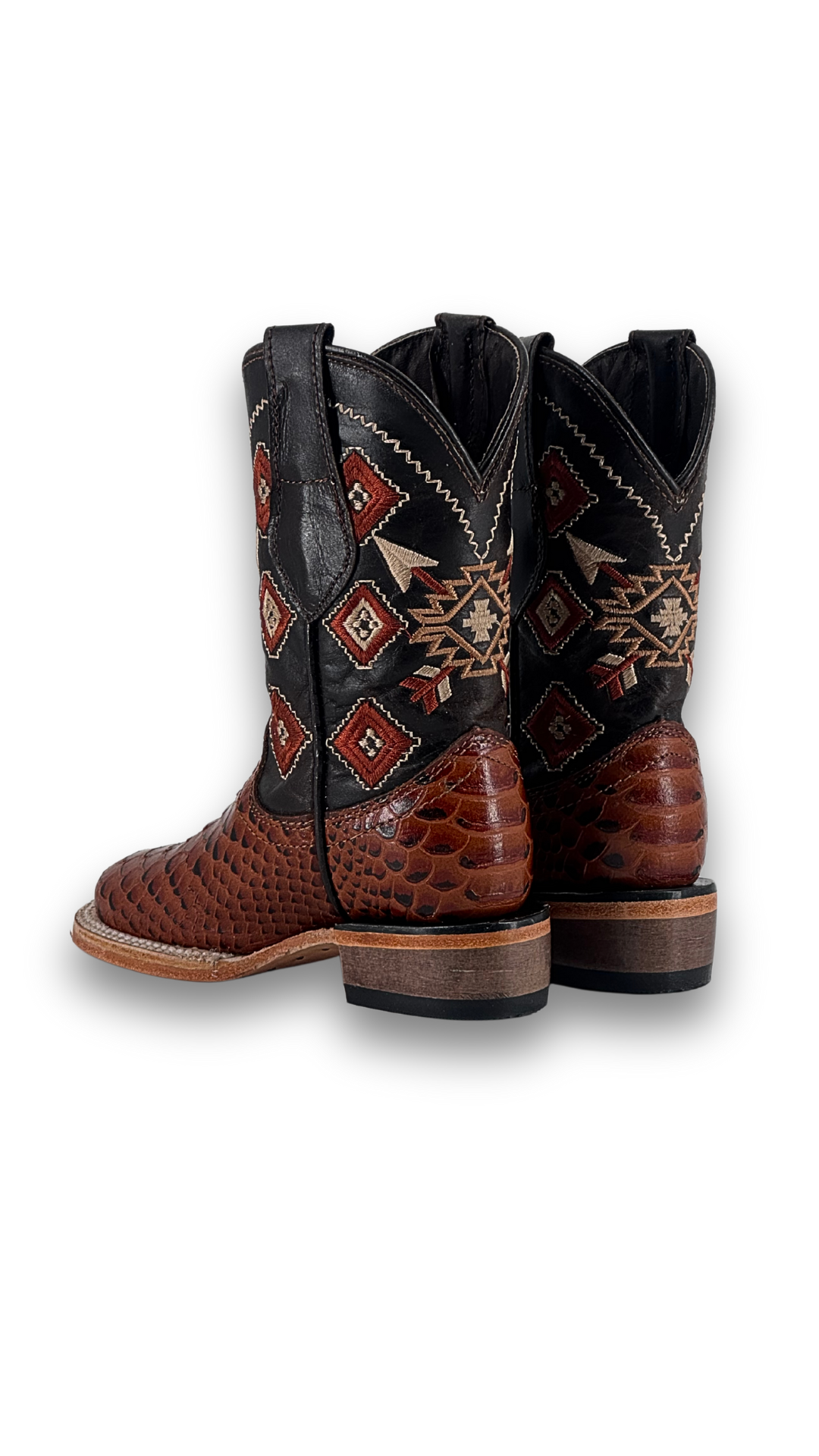 Kids' Cowboy Boots - Pro Rodeo Style with Python Print | Western Boots for Boys & Girls | Perfect for Rodeo Events, Halloween Costumes & Western Fashion