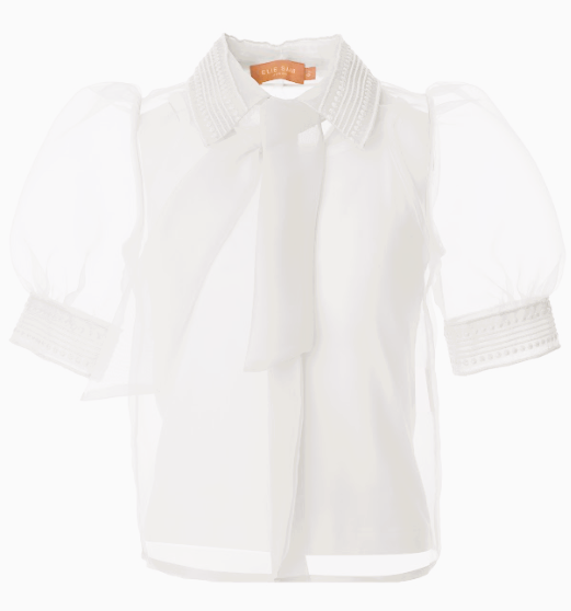 Elie Saab Organza Blouse - Elegant Women's Top for Special Occasions | Perfect for Weddings, Parties & Evening Events