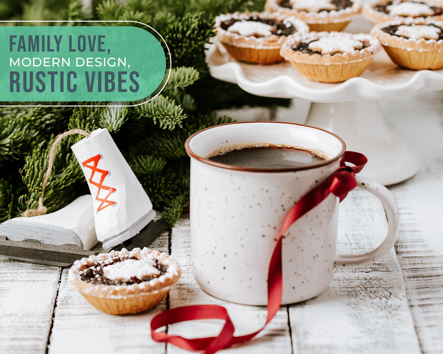 Speckled Campfire Style Mugs - Set of 6 Ceramic Coffee Cups (14 oz Each) - Rustic Enamel Drinking Mugs for Coffee, Tea & Hot Beverages - Perfect for Camping, Picnics & Cozy Home Use