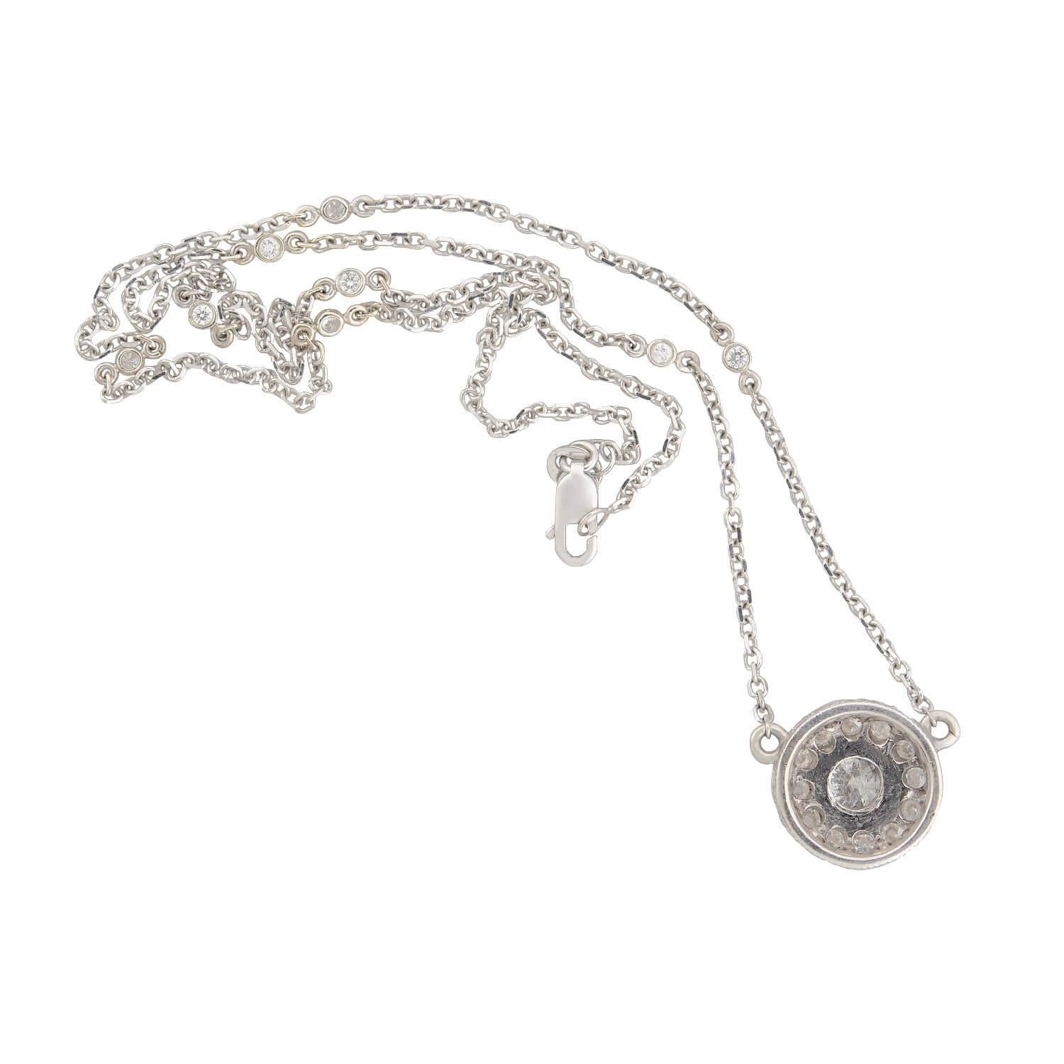14K White Gold Diamond Halo Pendant Necklace for Women - Elegant Solitaire Jewelry Gift for Anniversary, Valentine's Day & Special Occasions