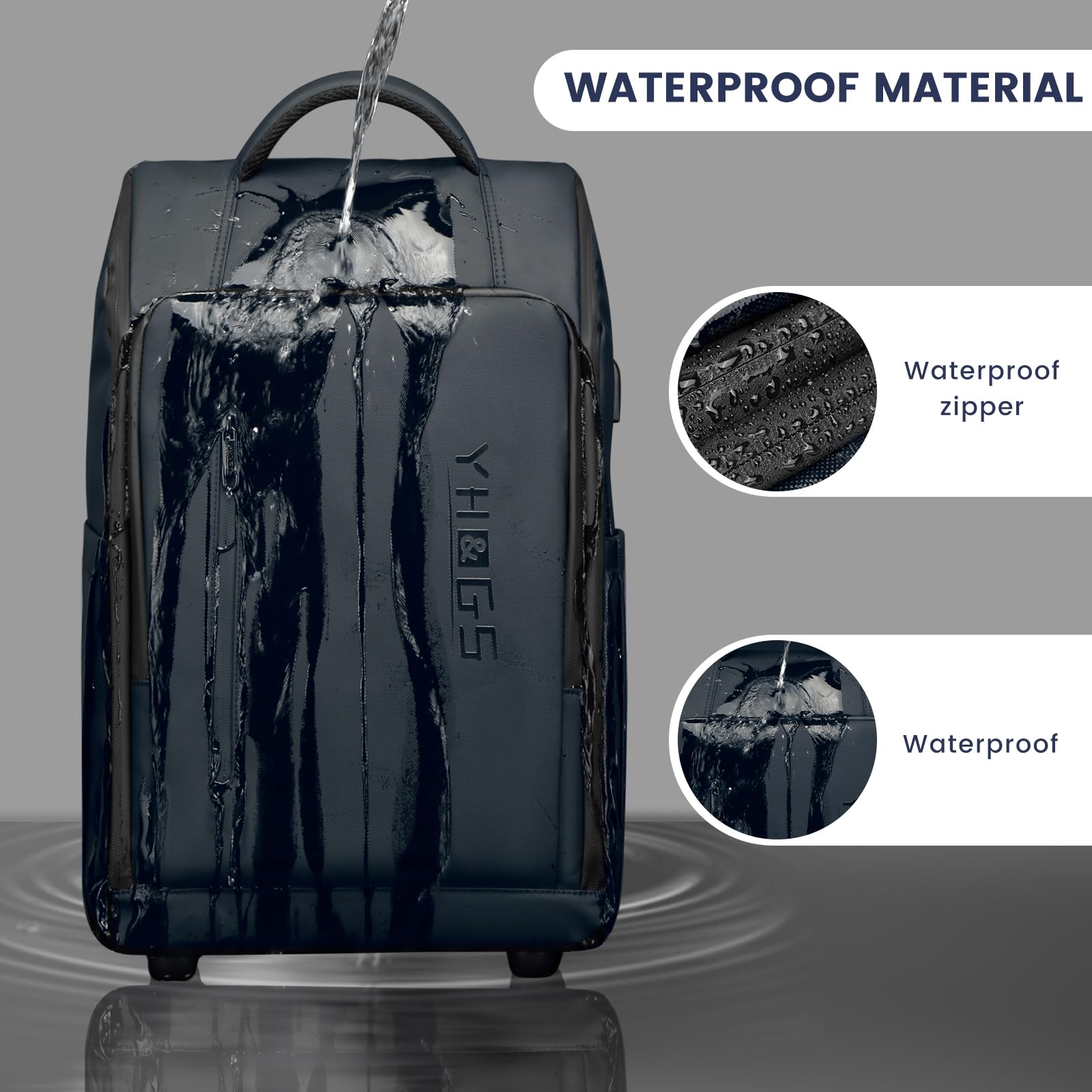 Waterproof Rolling Backpack with Wheels for Business & College - Laptop Compartment Fits 15.6 Inch - Wheeled Carry On Backpack for Commuters & Adults | Perfect for Travel, School & Daily Office Use