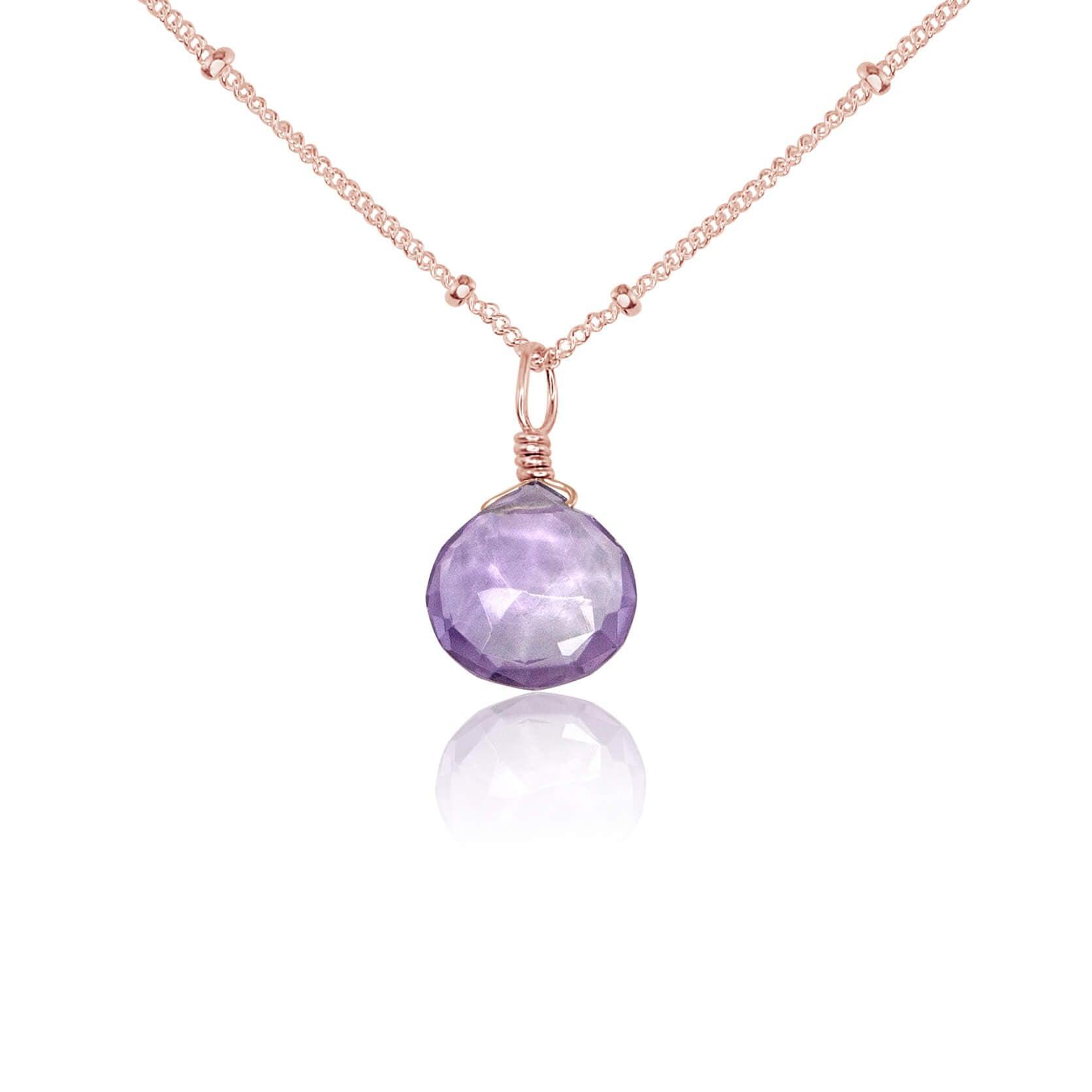 Pink Amethyst Teardrop Pendant Necklace - Dainty Crystal Jewelry for Women, Healing Stone Gift for Her | Perfect for Meditation, Yoga & Spiritual Healing