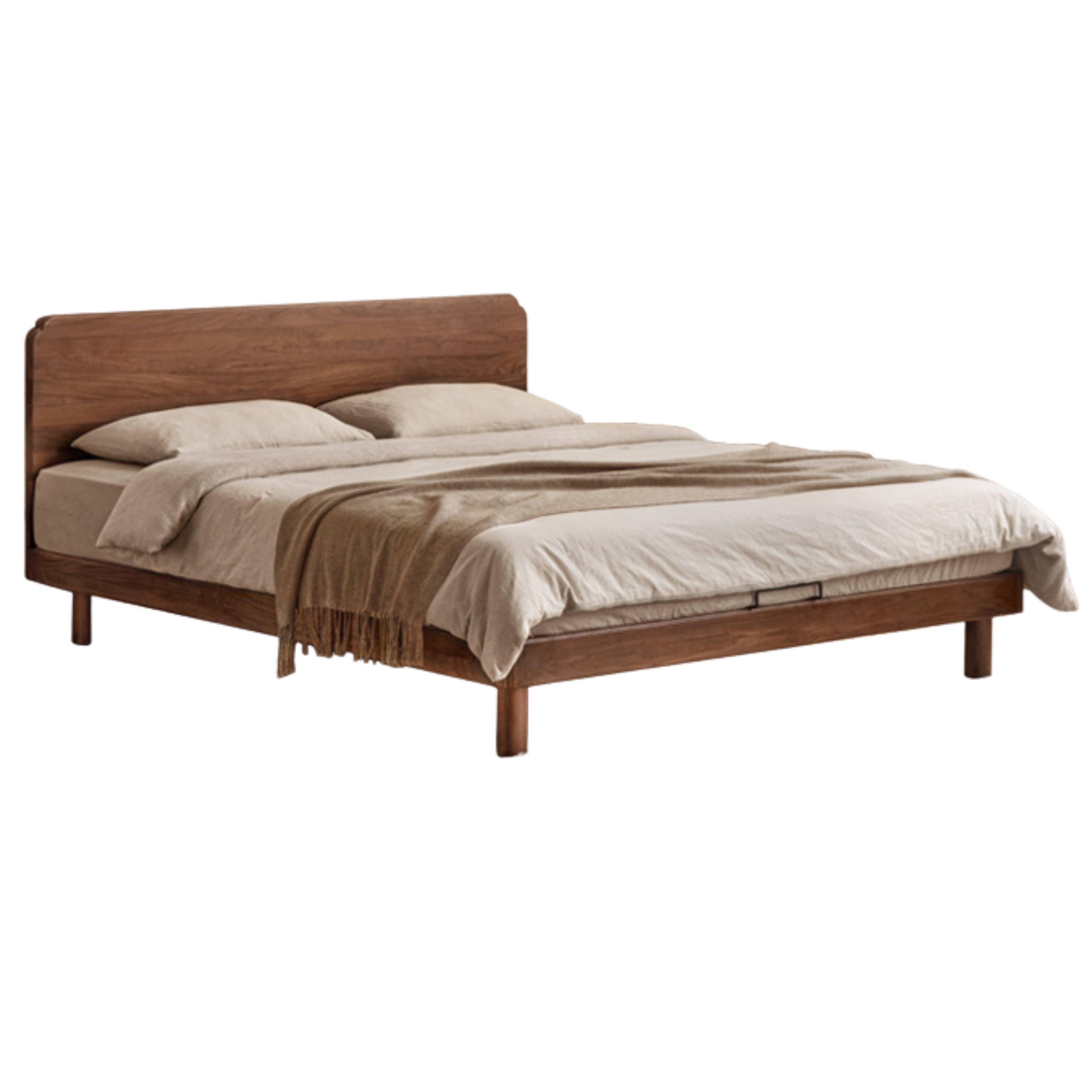 Premium Solid Oak & North American Black Walnut Wood Bed Frame - Handcrafted Luxury Bed for Master Bedroom, Guest Room & Modern Farmhouse Decor