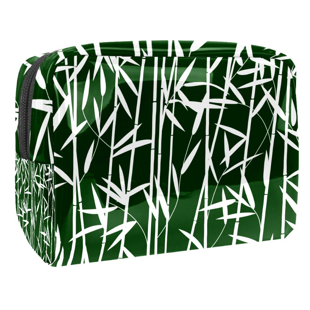 Portable Waterproof Makeup Bag with Zipper - Travel Toiletry Organizer for Women, Cosmetic Pouch with Bamboo Leaf Design - Perfect for Travel, Gym & Daily Essentials Storage