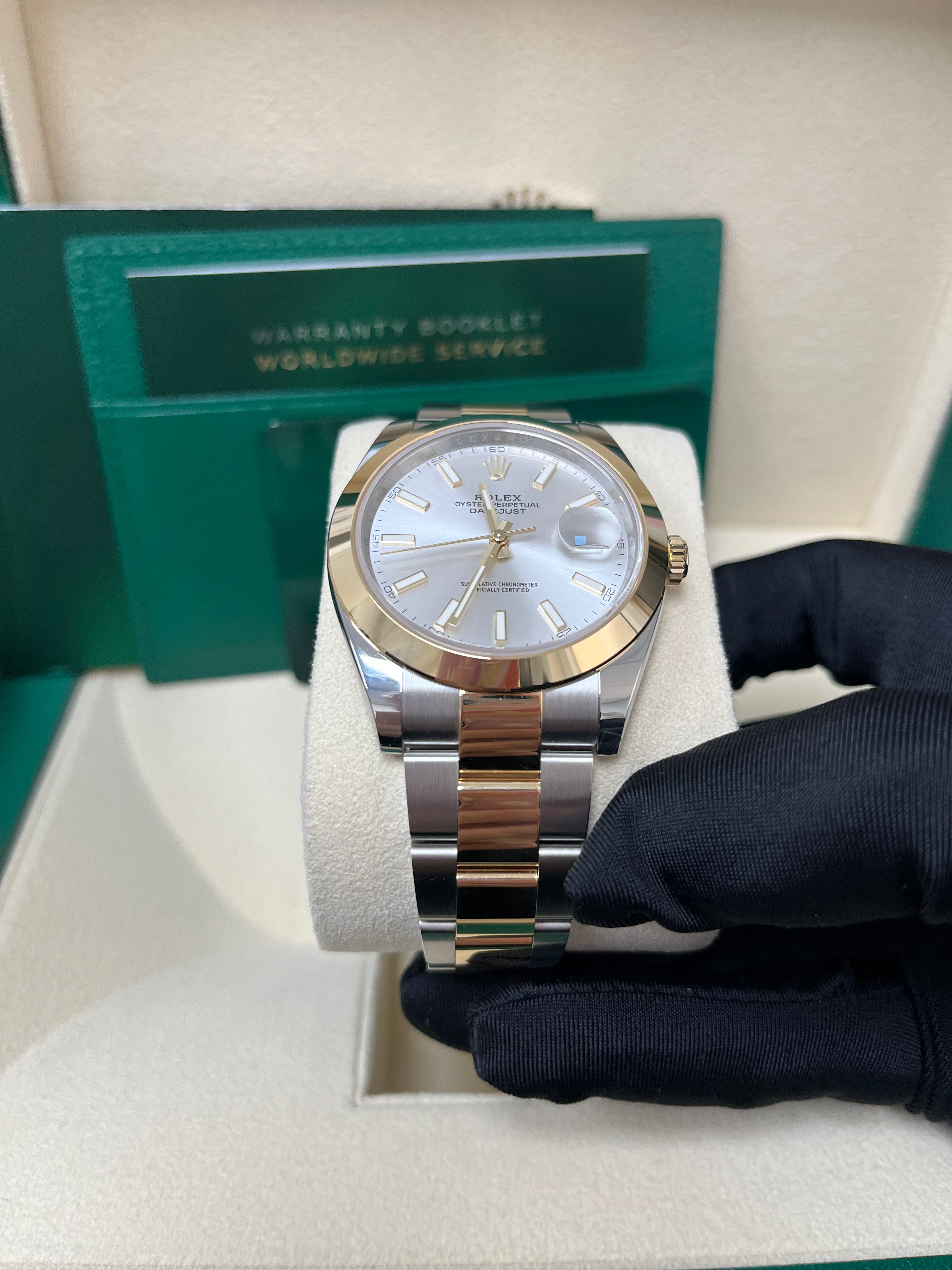 Rolex Datejust 41 Two Tone Yellow Gold & Oystersteel Watch with Silver Index Dial (Ref# 126303) - Luxury Dress Watch for Men, Perfect for Business, Formal Events & Special Occasions
