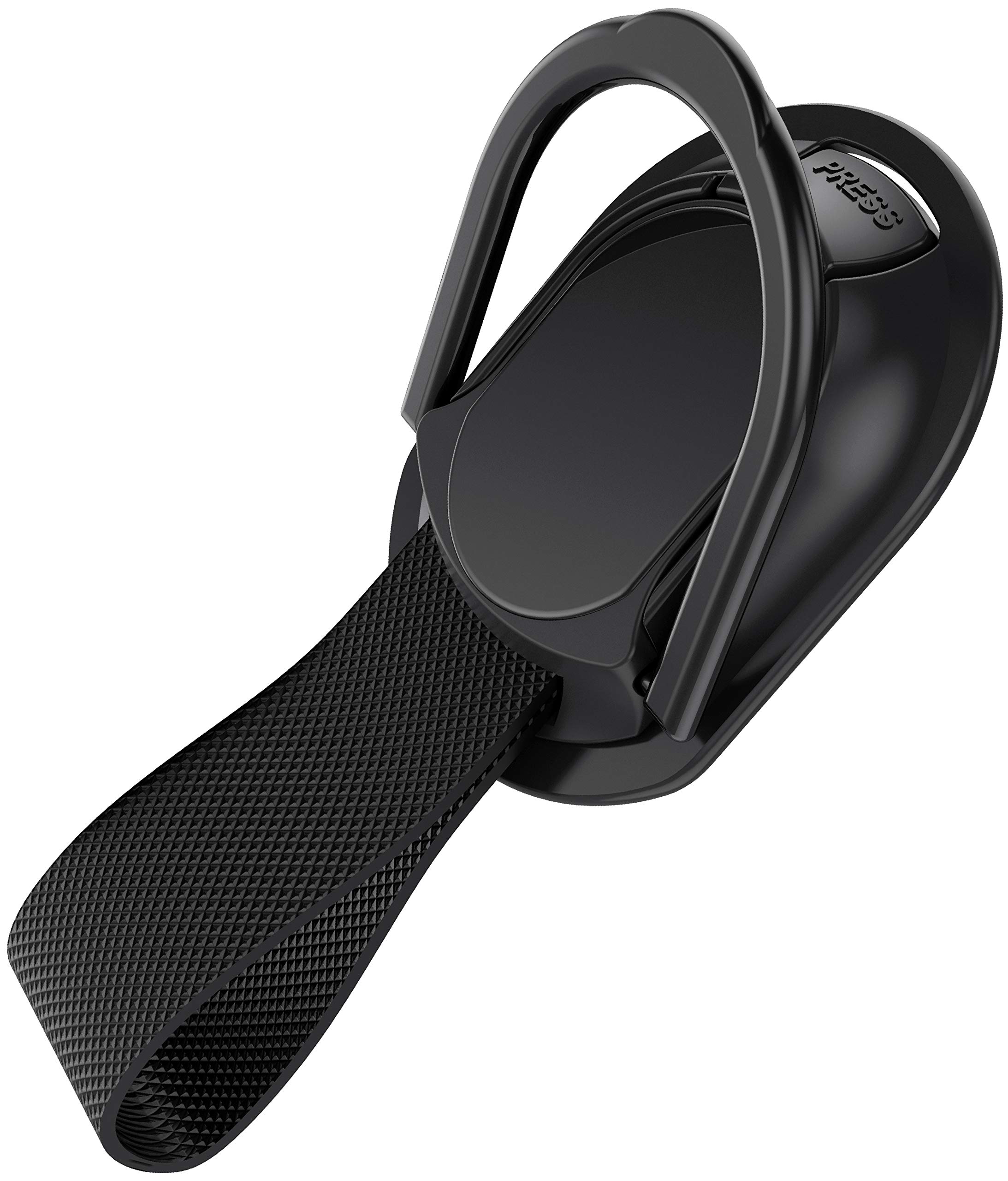 Ghostek LOOP Magnetic Phone Strap Holder - Ergonomic Finger Grip with Kickstand | Compatible with iPhone, Galaxy, Pixel Cases | Detachable for Wireless Charging & Car Mounts (Black) | Perfect for Driving, Workouts & Hands-Free Use