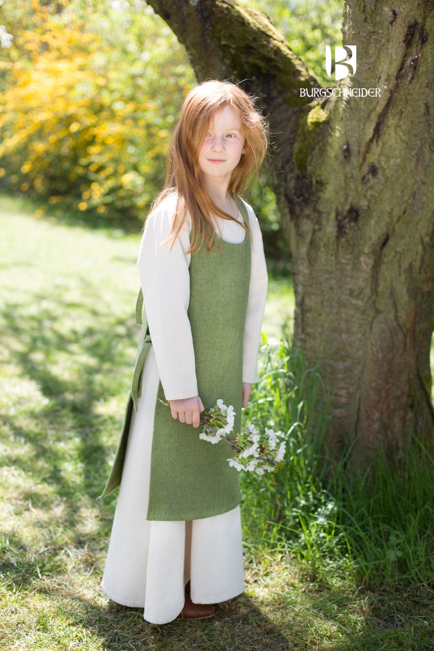 Ylva Linden Green Children's Over Dress - Stylish & Comfortable Kids' Pinafore for School, Parties & Everyday Wear