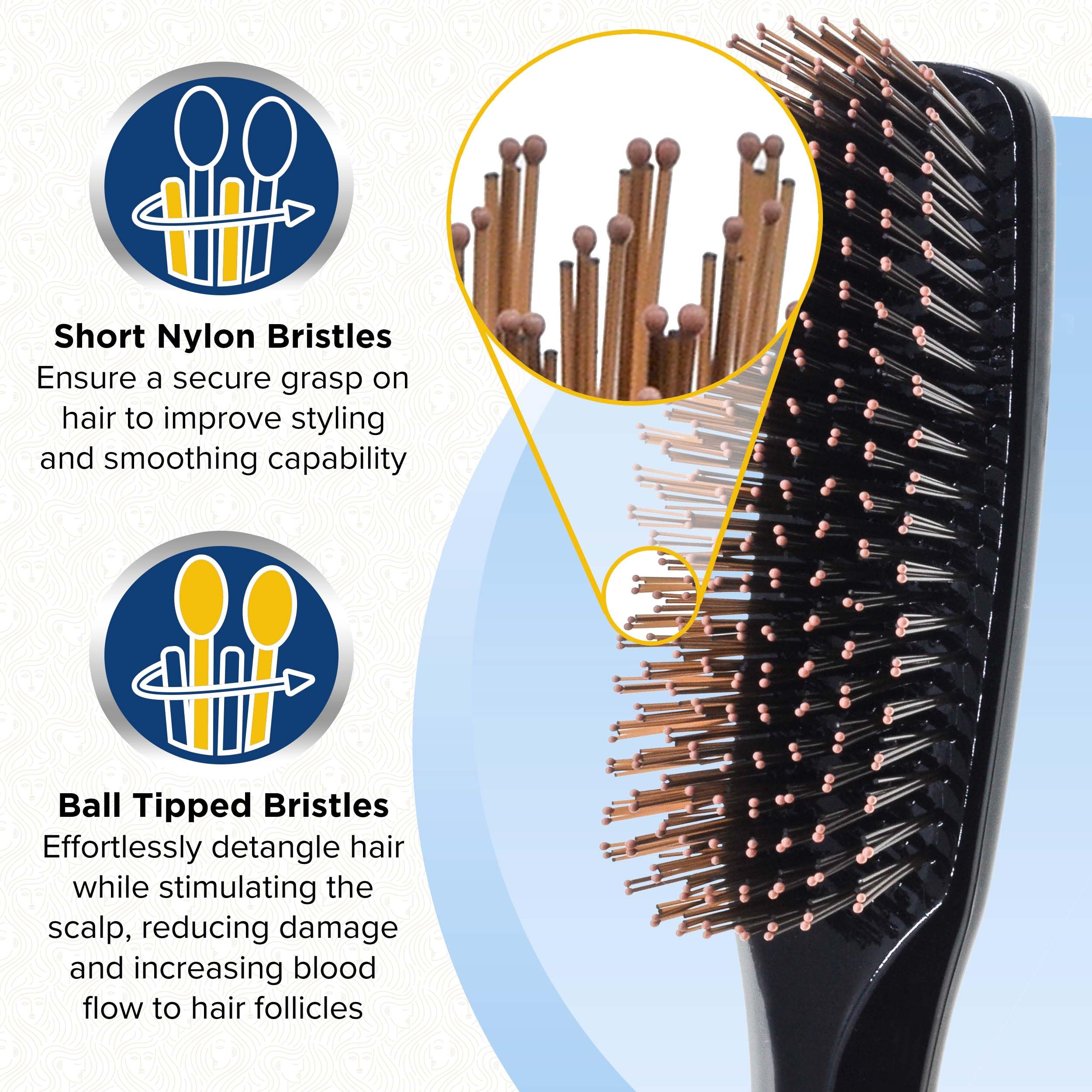 Giorgio Gentle Mini Hair Brush for Men - Dual Length Bristles for Fine & Thick Hair, Scalp Massager & Detangler - Compact Travel Brush for Home, Office & Gym Use