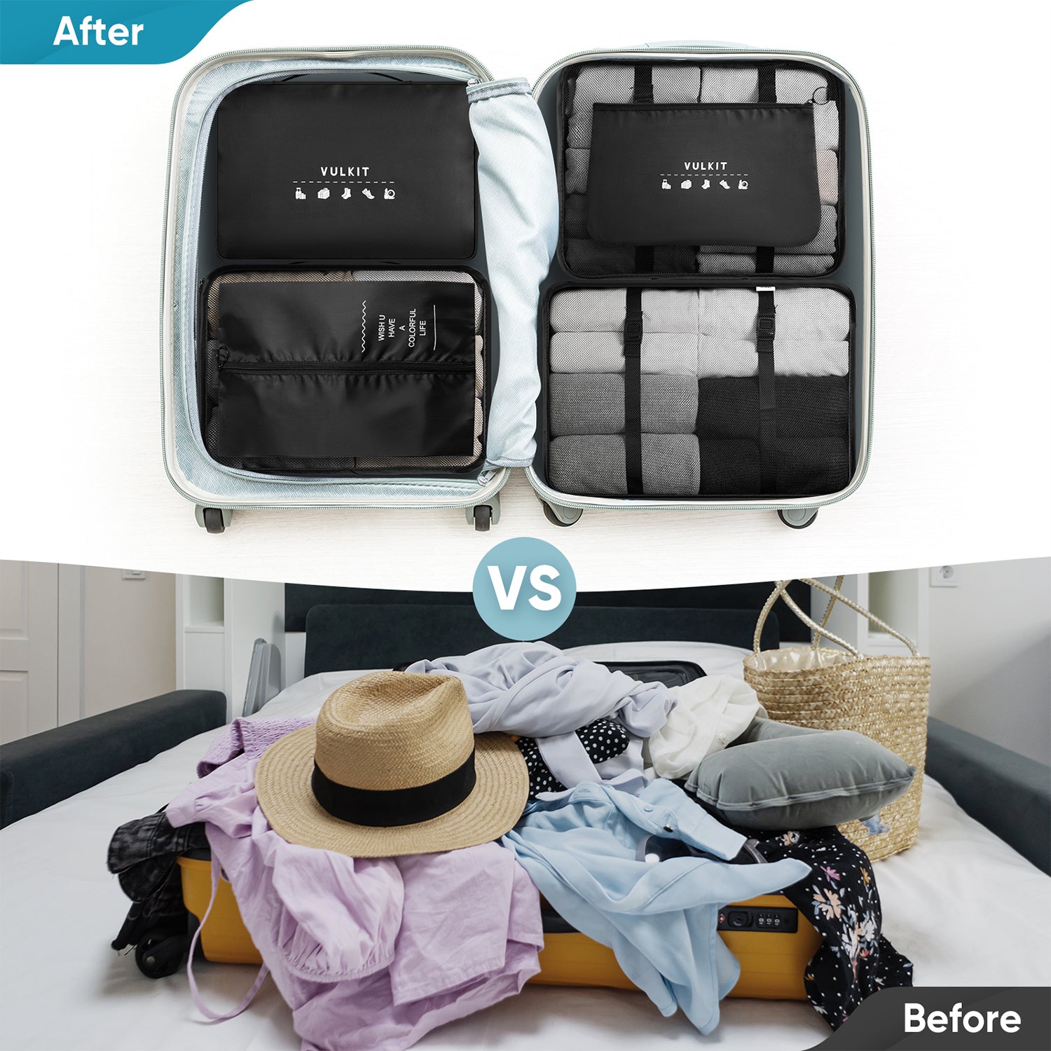 7PCS Waterproof Travel Packing Cubes Set - Luggage Organizers for Suitcase & Backpack | Perfect for Business Trips, Vacations & Camping Gear Organization