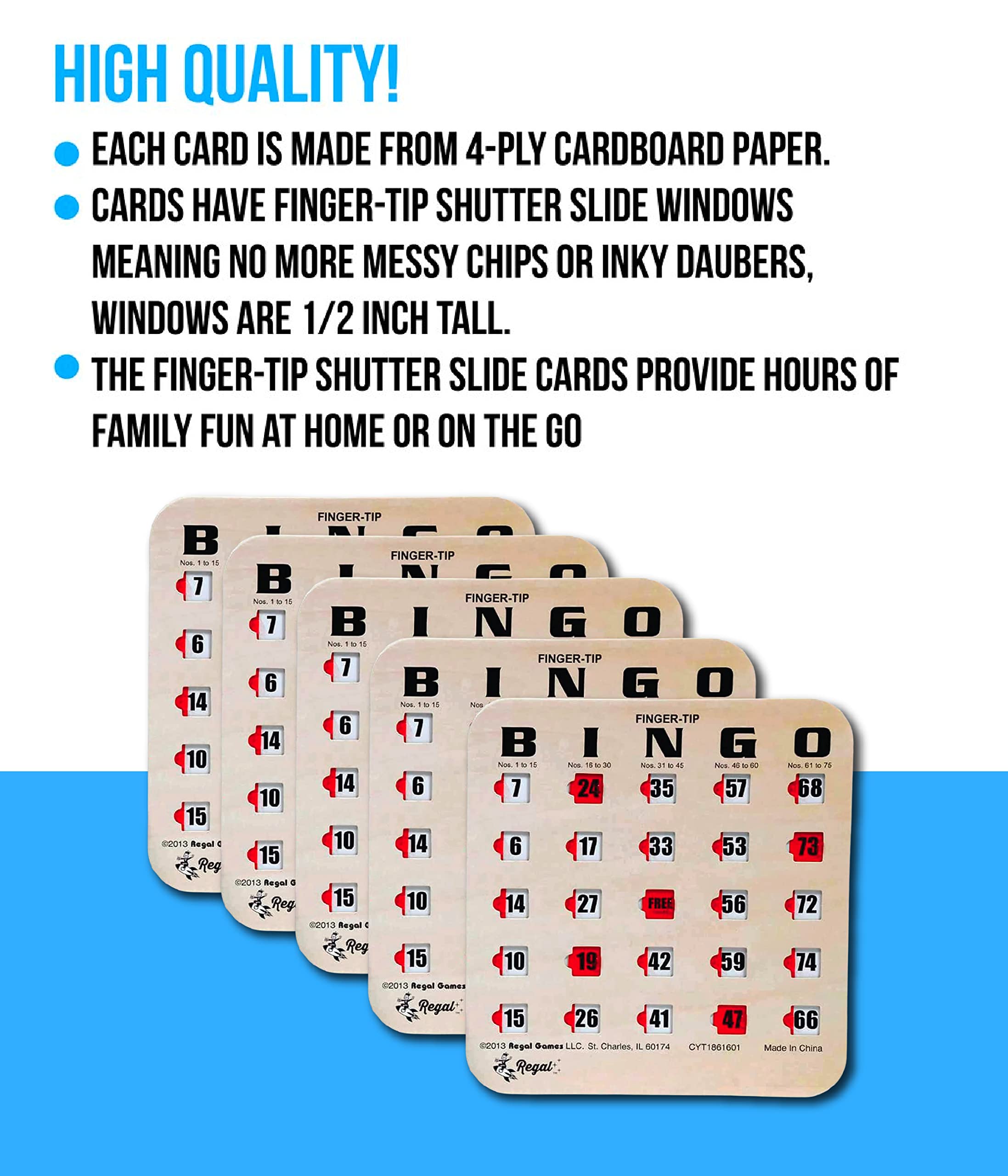 Regal Bingo Bulk Bingo Cards with Sliding Windows - Reusable Large Print Bingo Game Cards for Adults & Large Groups (10-Pack, Woodgrain Design) - Perfect for Parties, Fundraisers, Senior Activities & Family Game Nights