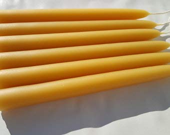 Premium Hand-Dipped Beeswax Taper Candles - 8