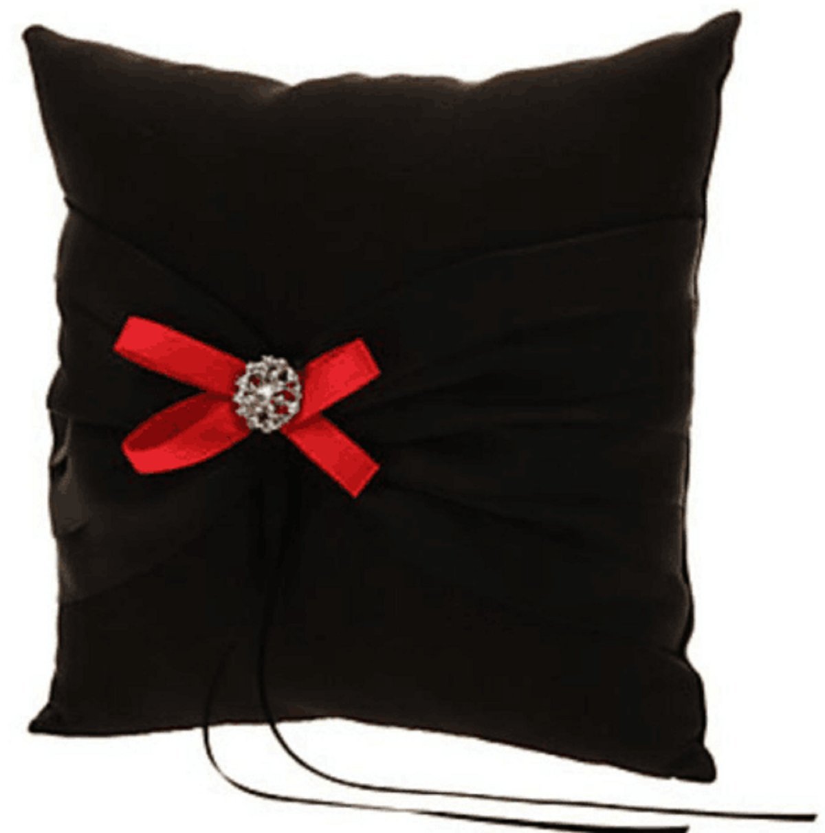 Elegant Black & Red Wedding Ring Pillow - 7.8 Inch Ring Bearer Cushion for Classic Ceremonies | Perfect for Church, Beach & Outdoor Weddings