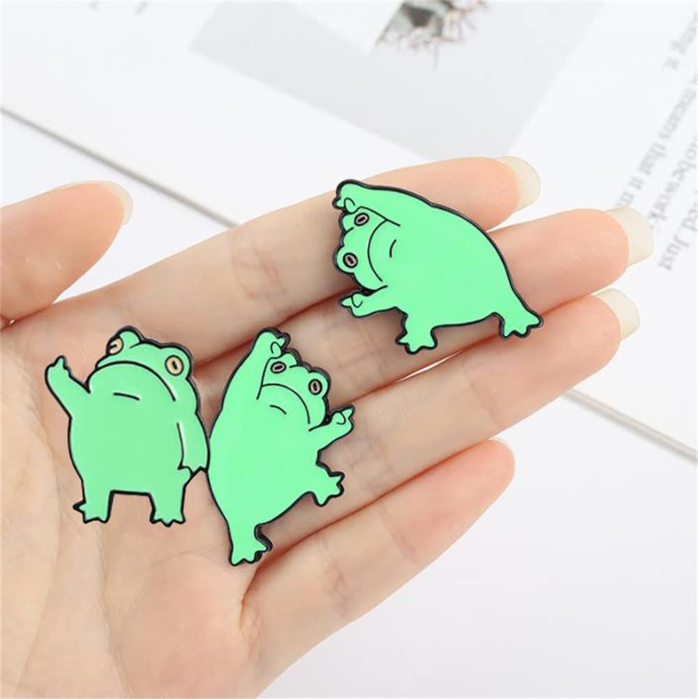 3-Piece Funny Frog Brooch Set - Cute Cartoon Animal Enamel Pins for Women, Men & Kids - Unique Lapel Pin Gift for Birthday, Party & Casual Wear - Perfect for Accessories, Gifts & Fashion Statements