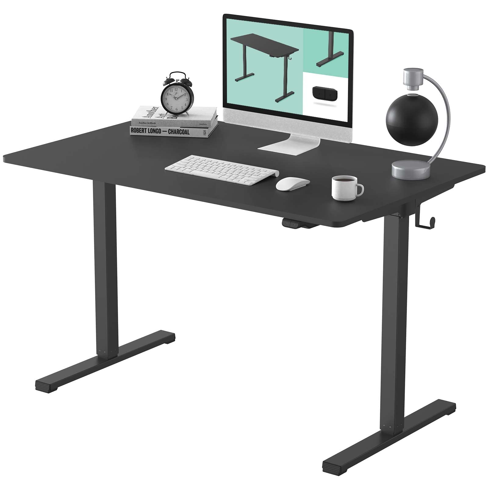 Flexispot 48 x 24 Inches Electric Standing Desk - Height Adjustable Whole-Piece Desktop, Black Frame & Desktop - Ergonomic Home Office Desk for Computer & Laptop Work - Perfect for Remote Work, Gaming & Study Setup
