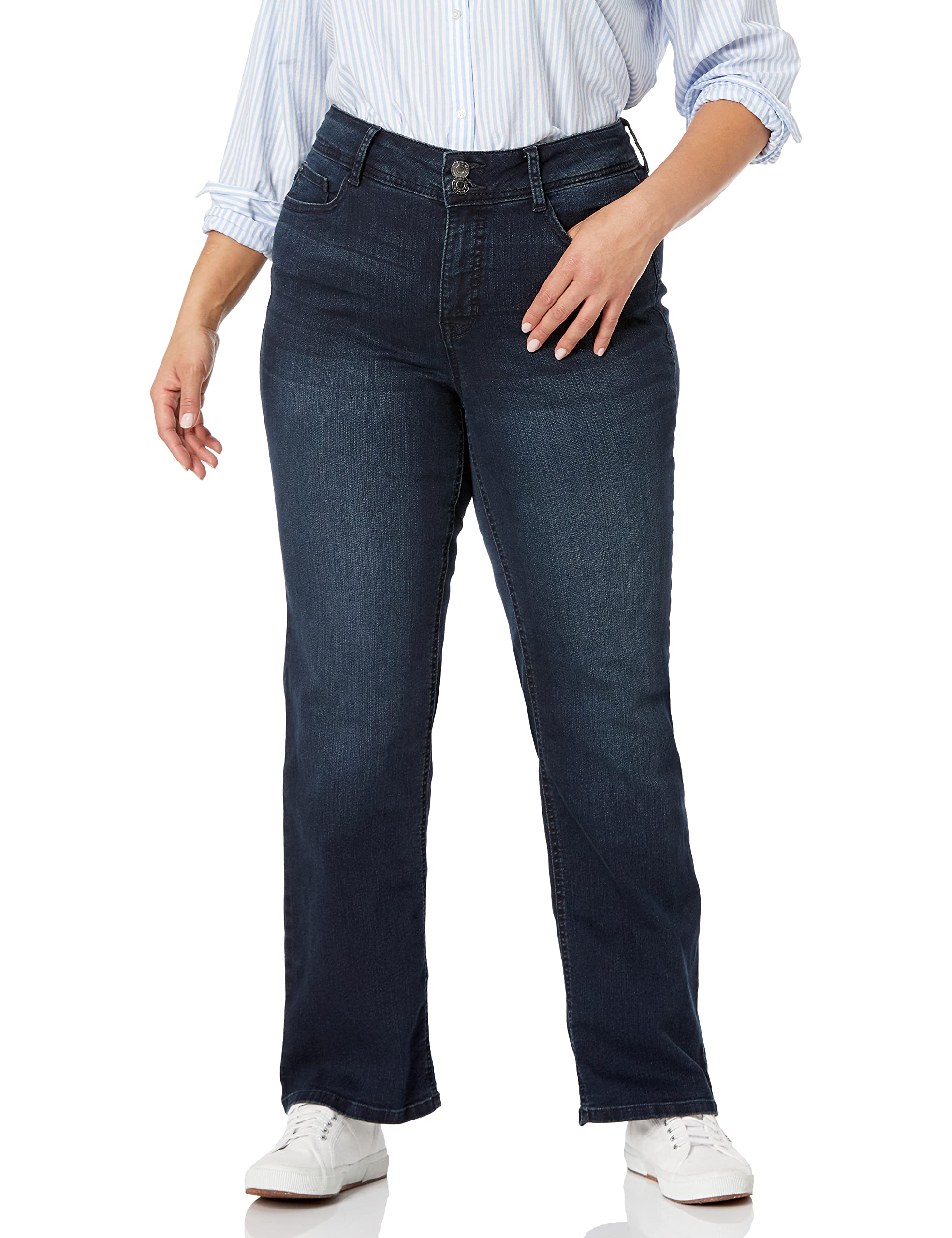 Angels Forever Young Women's Curvy Bootcut Jeans - Stretch Denim Pants for Plus Size, High Waist & Comfort Fit | Perfect for Casual Wear, Office & Night Out