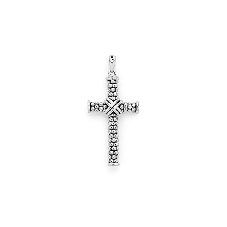 Exquisite Caviar Beaded X Cross Amulet Pendant - Elegant Religious Jewelry for Women & Men - Perfect for Church, Weddings, and Special Occasions