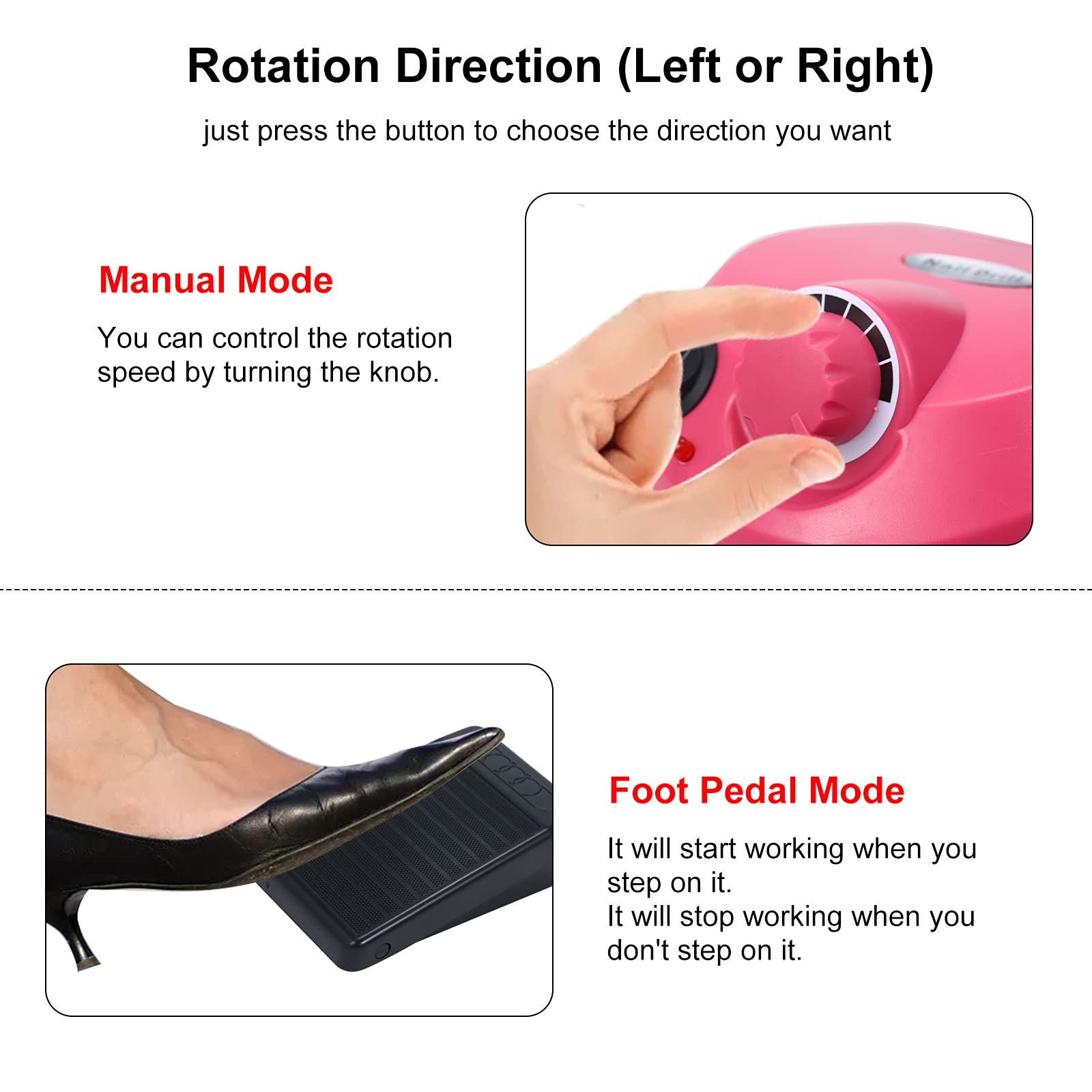 35000RPM Electric Nail Drill Machine with Foot Pedal & Pen Holder - Professional Acrylic Nail File Kit for Manicure, Pedicure, Nail Art & Gel Polish Removal - Perfect for Salon & Home Use (White, UK Plug) - Layfoo