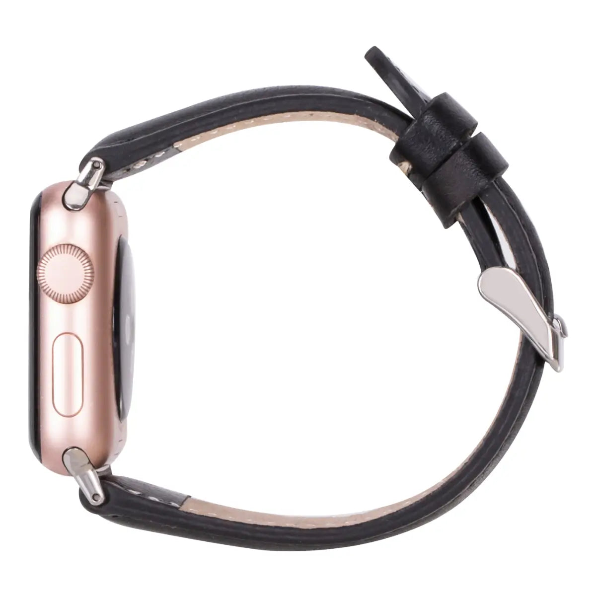 Premium Black Leather Slim Apple Watch Band - Stylish & Comfortable Replacement Strap for Work, Gym & Everyday Wear