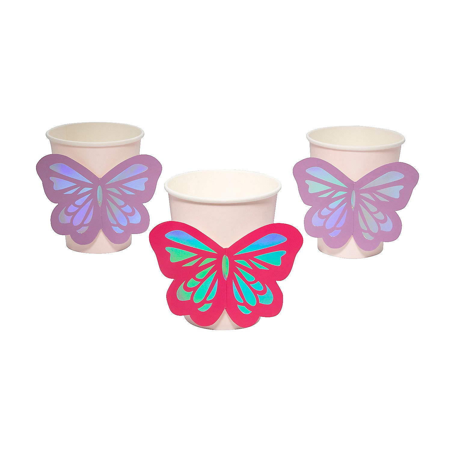 Fun Express Butterfly Cup with Sleeve - 8-Piece Party Supplies Set - Perfect for Birthday Parties, Baby Showers & Outdoor Events