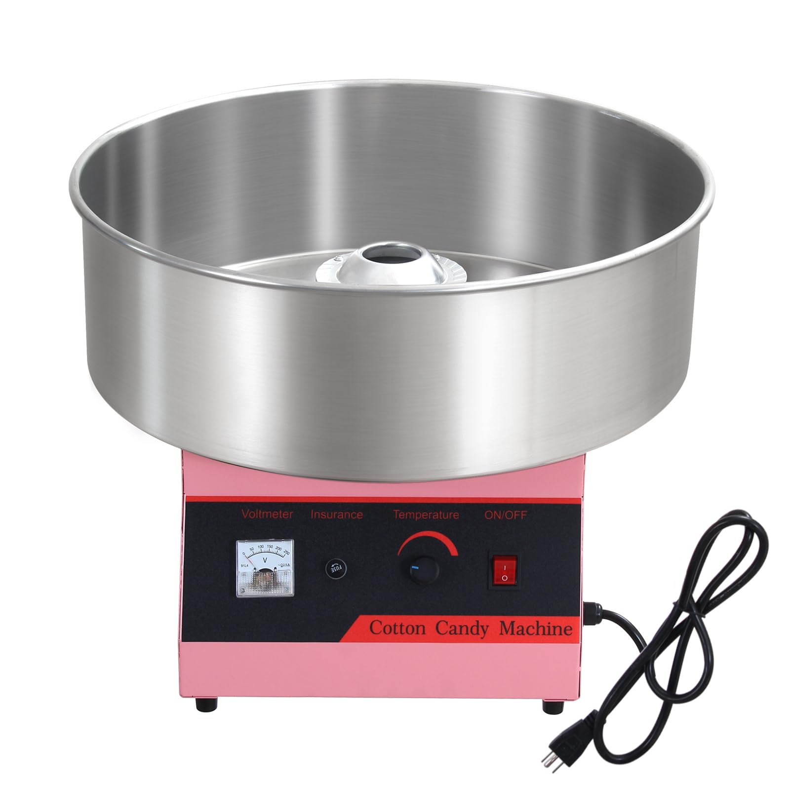 Commercial Cotton Candy Machine - Electric Floss Maker with Stainless Steel Bowl (Pink) for Parties, Carnivals, and Events - Perfect for Birthday Celebrations, Weddings, and Business Use
