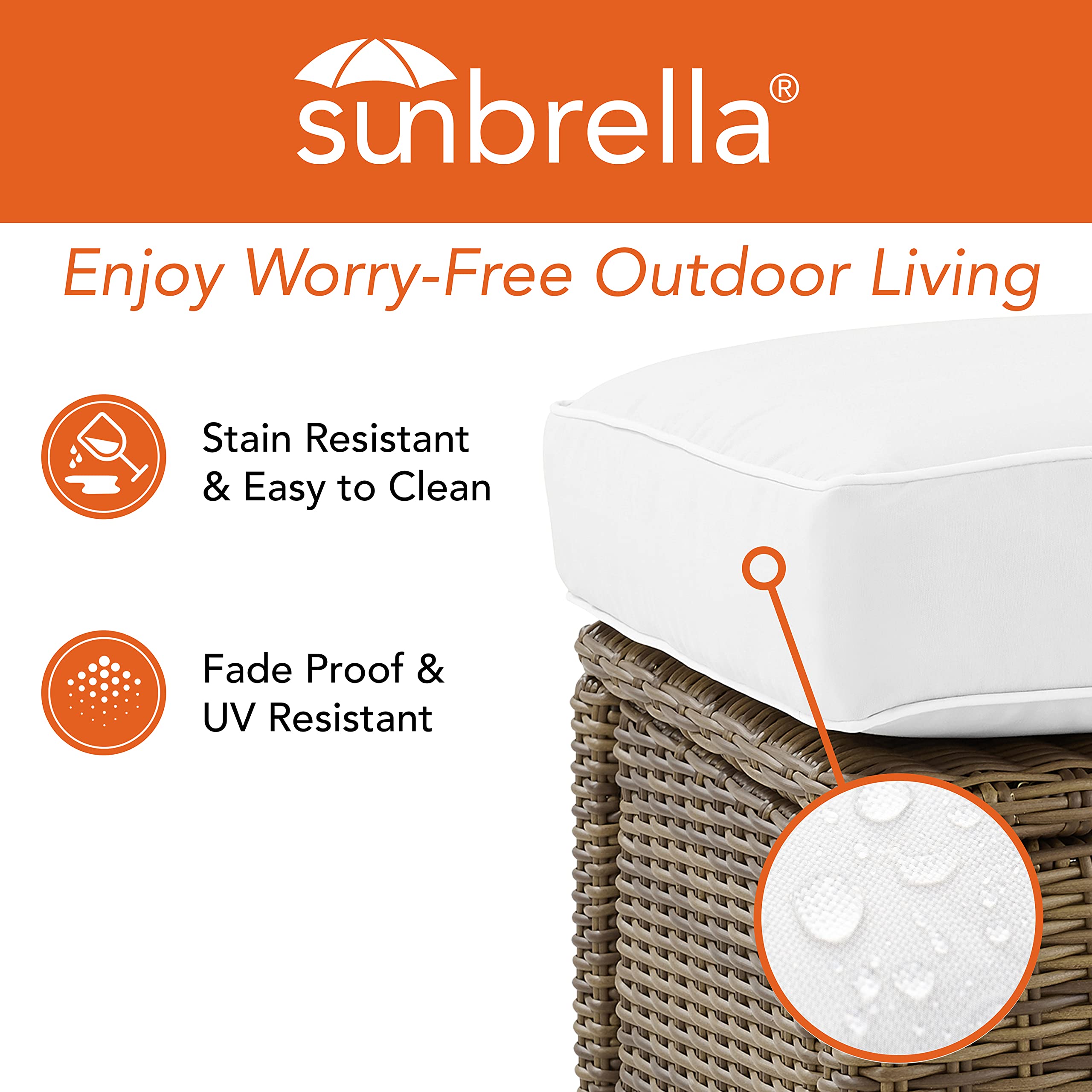 Crosley Bradenton 4-Piece Outdoor Sectional Sofa Set - Wicker Patio Furniture with Sunbrella Cushions in Brown | Perfect for Backyard, Poolside & Garden Relaxation