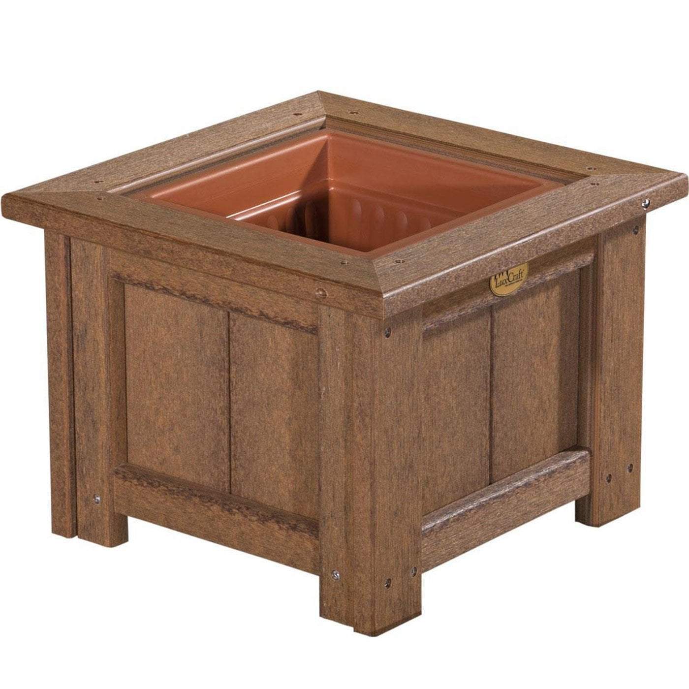 LuxCraft Antique Mahogany Recycled Plastic Square Planter - Eco-Friendly Indoor/Outdoor Flower Pot for Garden, Patio, Balcony & Home Decor