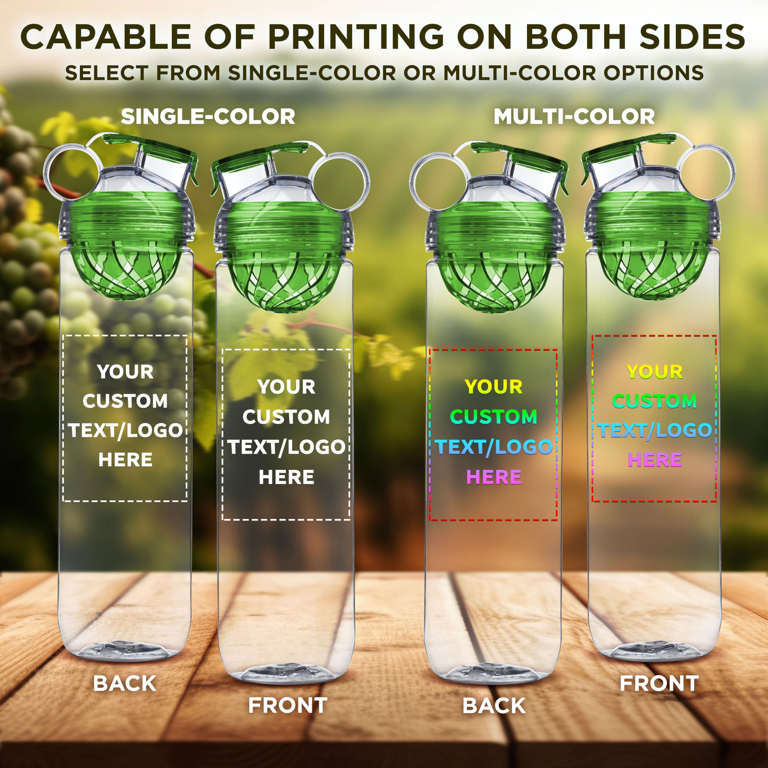 12 Pack Gridiron Infuser Water Bottles 27oz - Custom Text & Logo - Screw On Flip-Top Lid, Leak Proof, BPA Free - Lime Green - Perfect for Sports, Gym, Office & Outdoor Activities