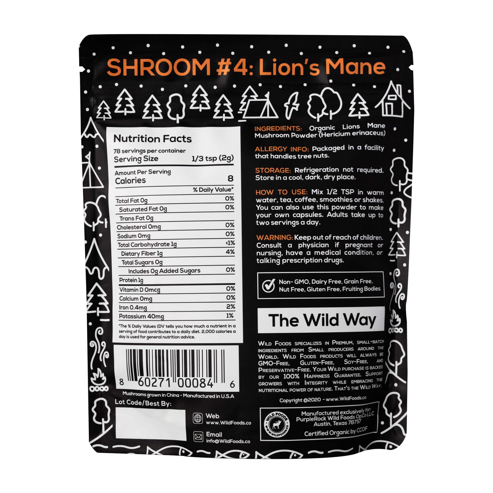 Organic Lions Mane Mushroom Extract Powder 10:1 | Wild Harvested Adaptogenic Nootropic Supplement for Brain Health, Memory & Focus | Vegan, Gluten-Free Mushroom Powder (4oz) | Perfect for Coffee, Smoothies & Cognitive Support
