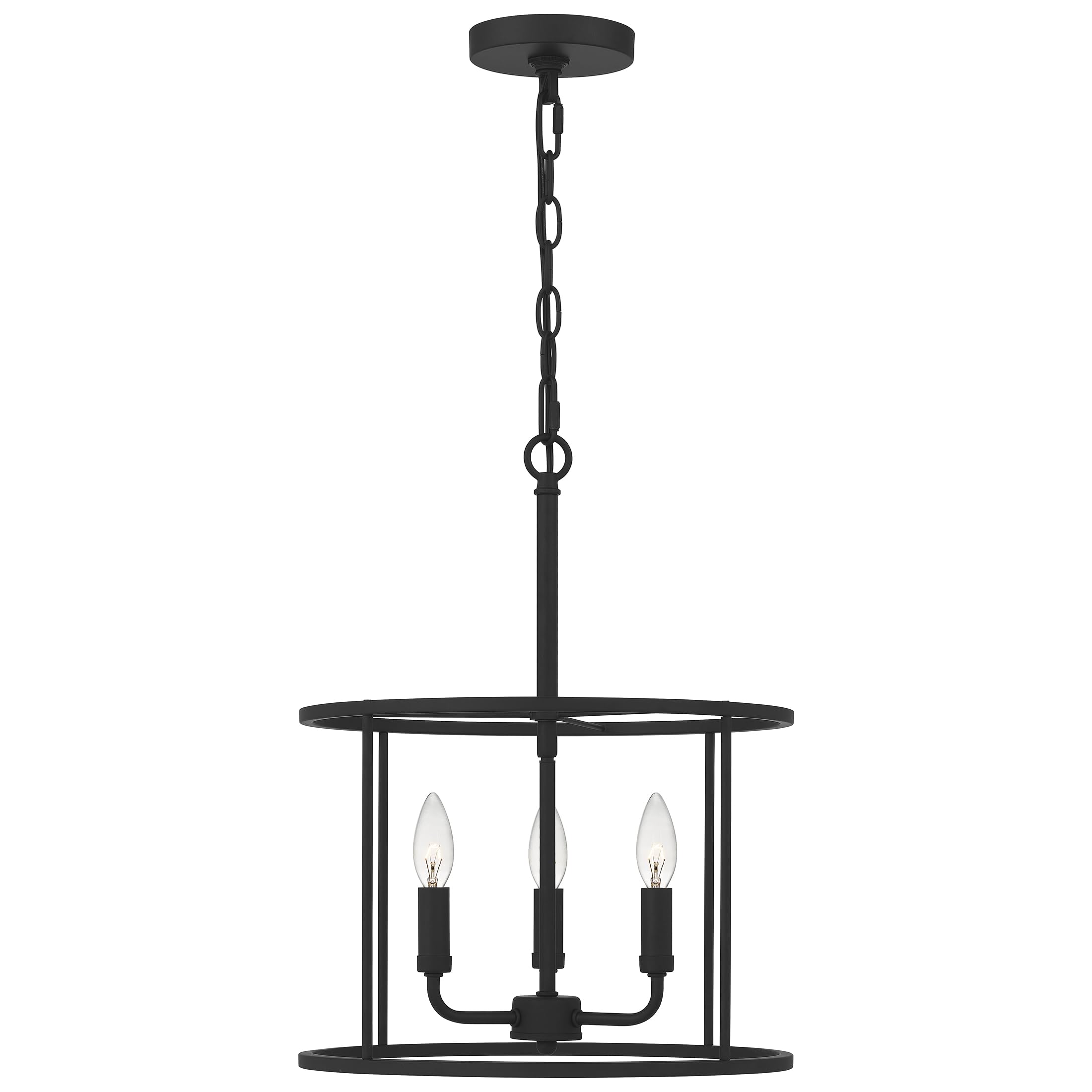 Quoizel Abner 3-Light Matte Black Pendant Light Fixture - Modern Industrial Dining Room Lighting for Kitchen Island, Bar, or Entryway