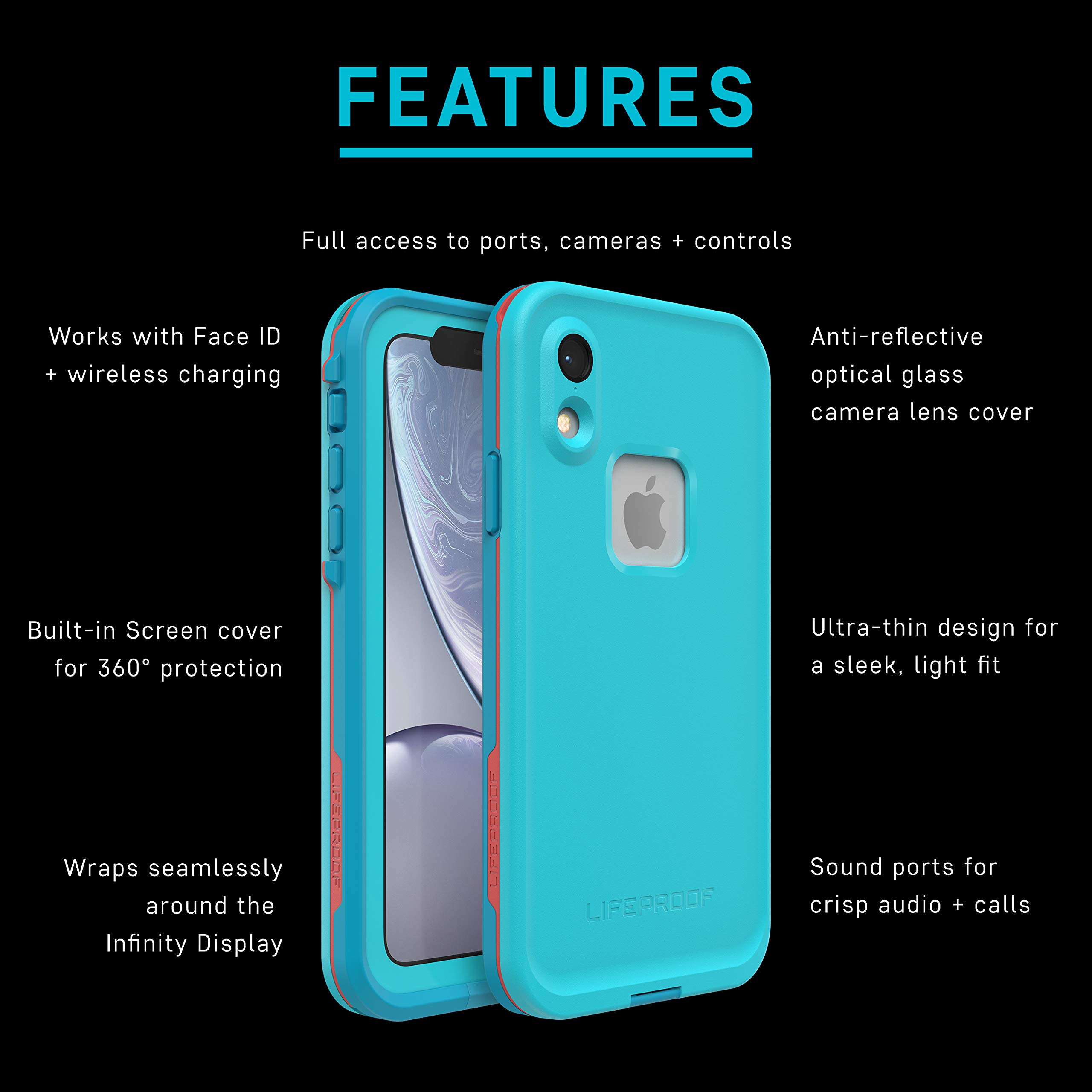 LifeProof FRĒ SERIES Waterproof Case for iPhone XR - Shockproof & Dirtproof Protection - Retail Packaging (Cement/Gargoyle/Hawaiian Ocean) - Perfect for Swimming, Hiking & Outdoor Adventures