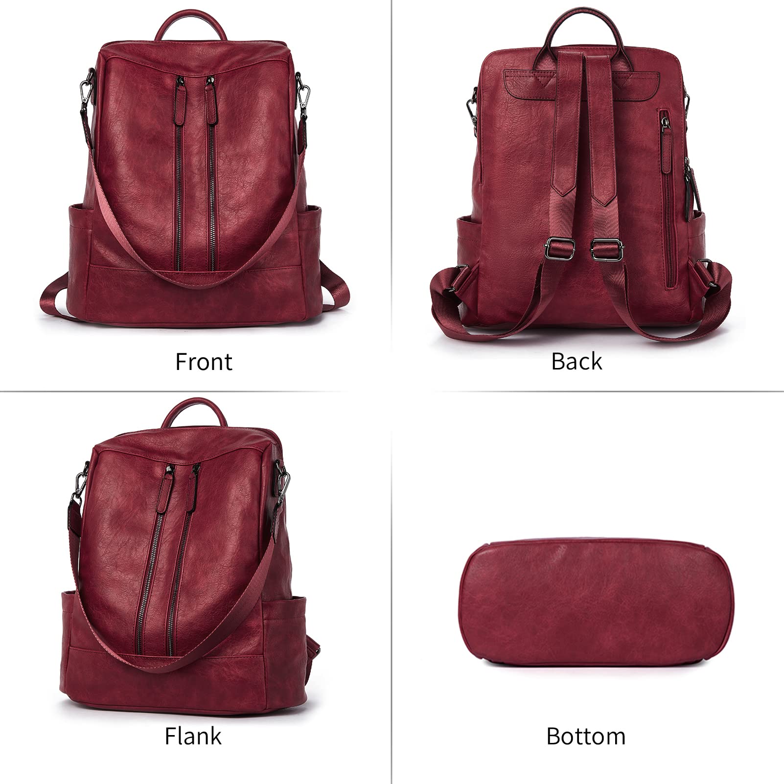 BROMEN Women's Anti-Theft Leather Backpack Purse - Stylish Shoulder Handbag & Bookbag for Work, Travel & College | Fashionable Crossbody Bag for Daily Use